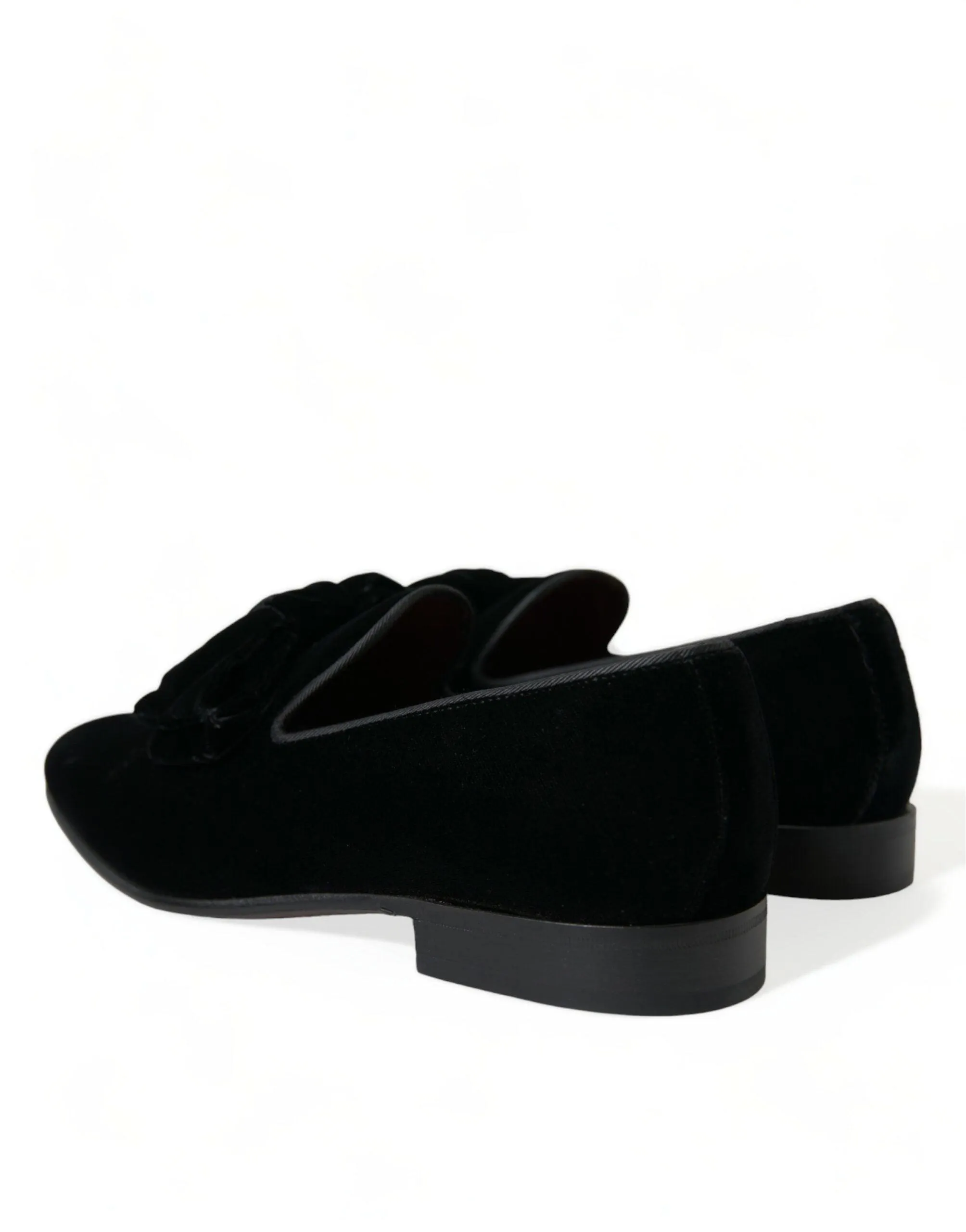 Dolce & Gabbana Black Velvet Loafers Formal Dress Shoes