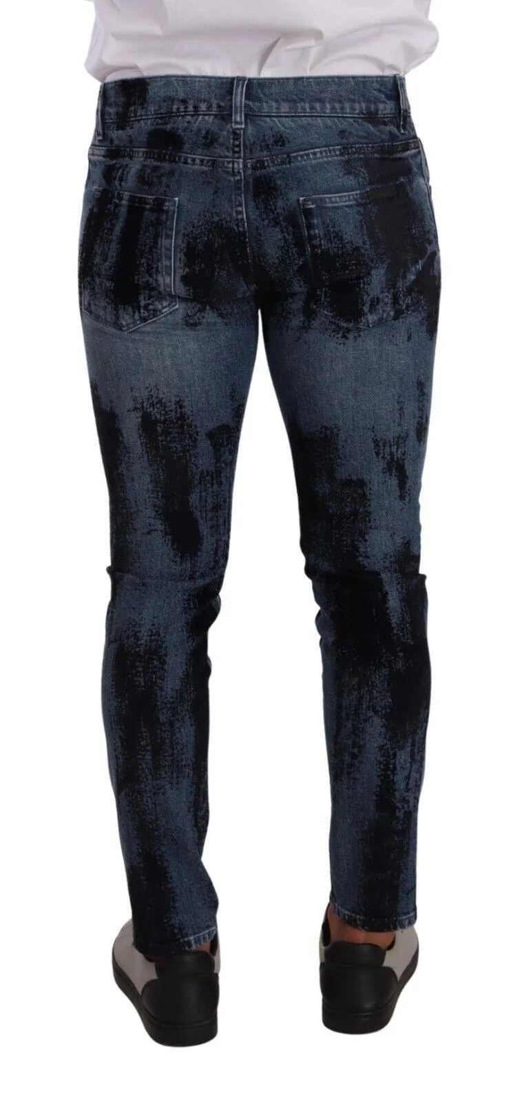 Dolce & Gabbana Blue Black Cotton Skinny Denim Jeans