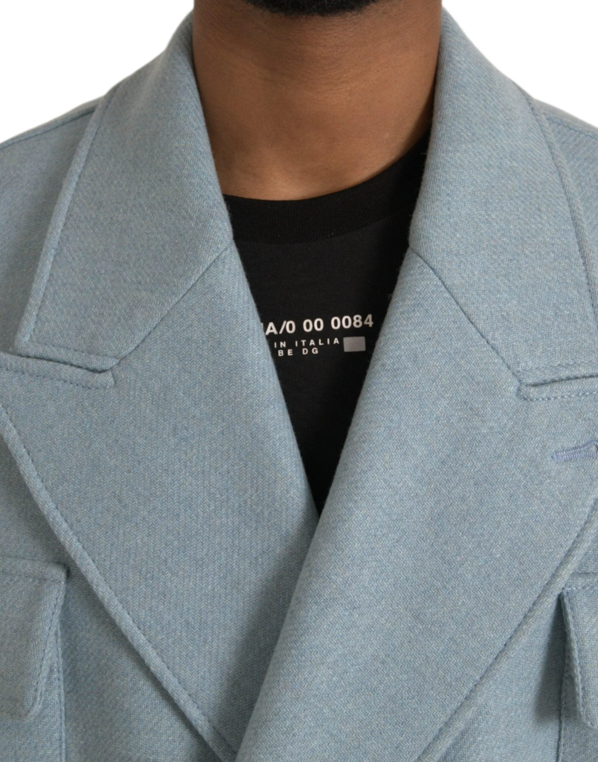 Dolce & Gabbana Blue Peak Lapel Coat