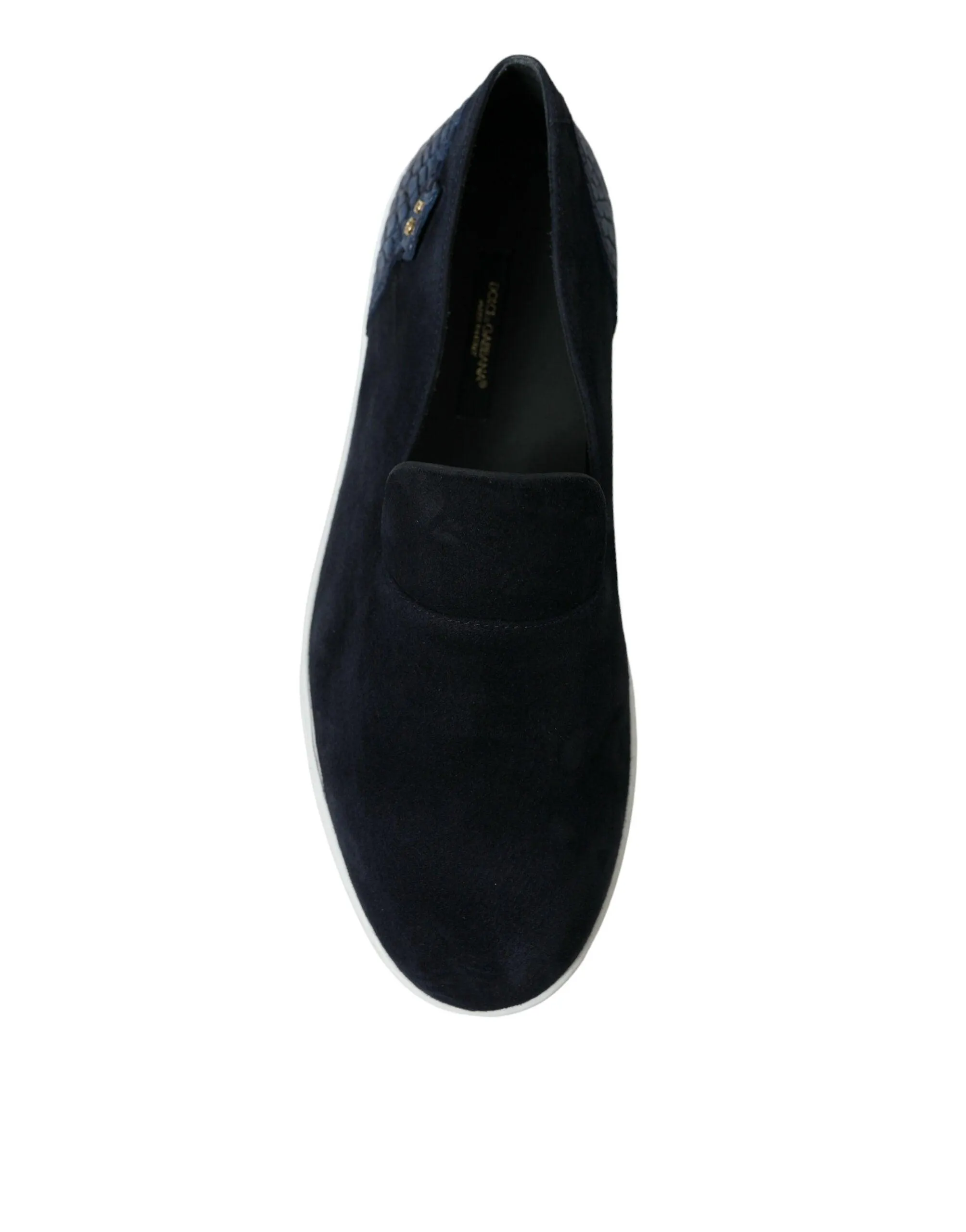 Dolce & Gabbana Blue Suede Caiman Loafers Saint Tropez Shoes