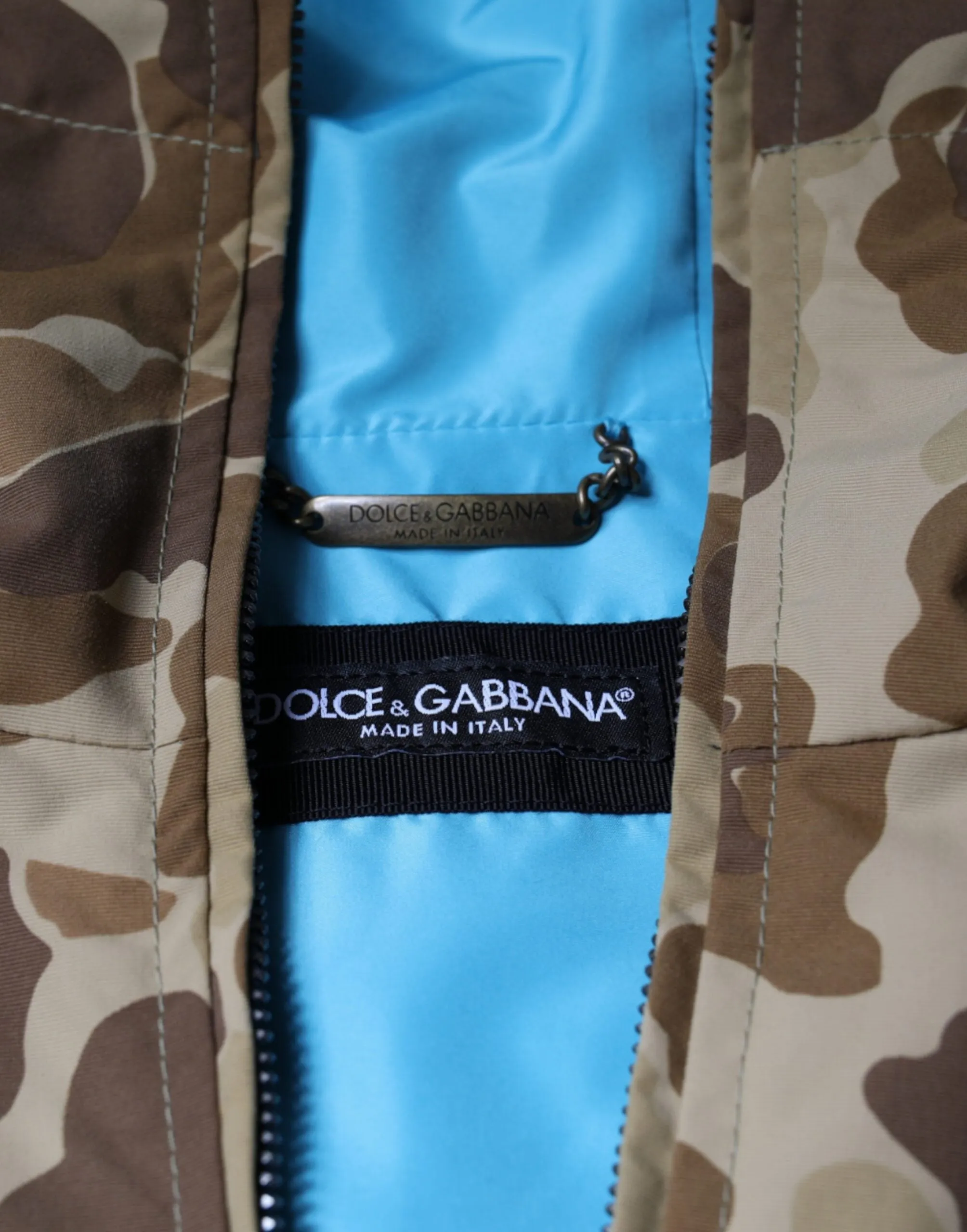 Dolce & Gabbana Brown Camouflage Hooded Pullover Jacket