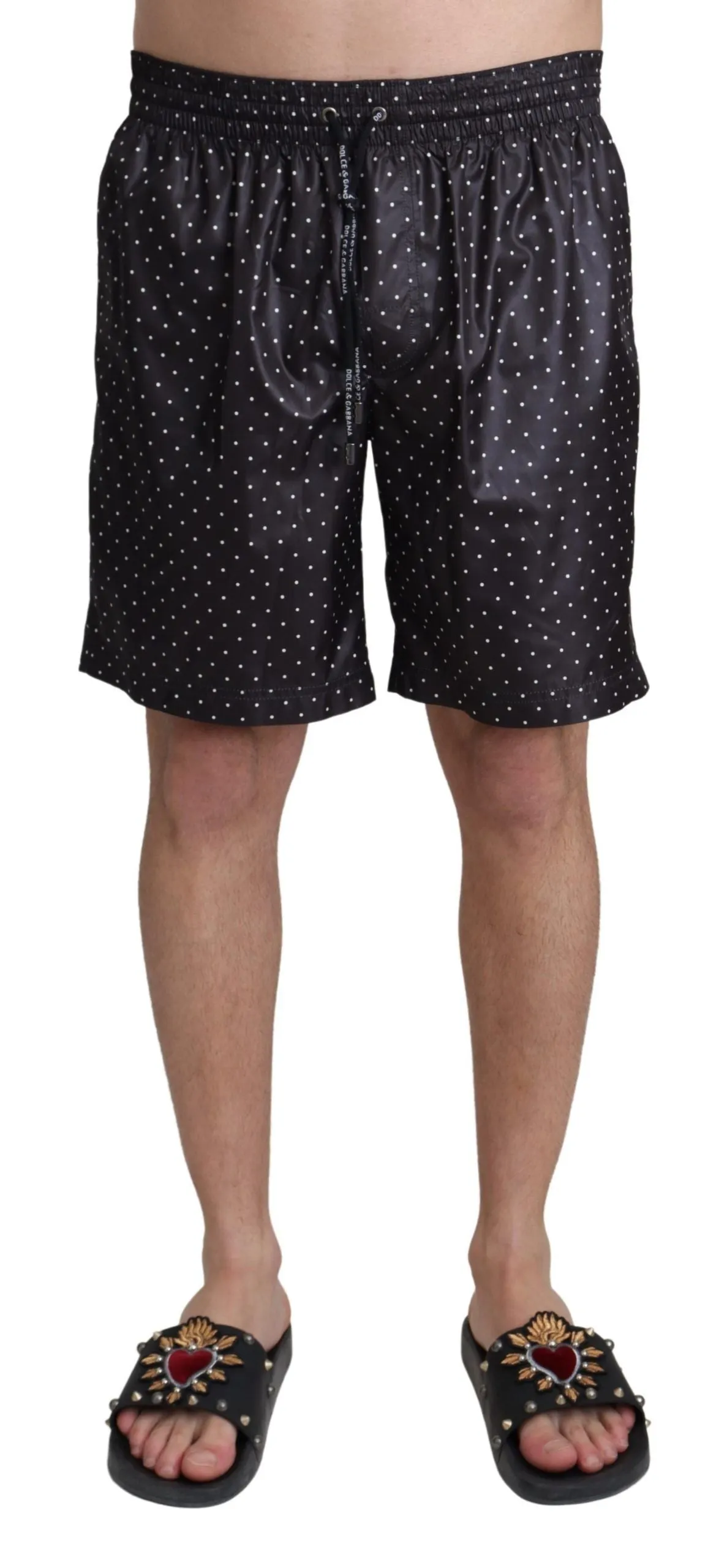 Dolce & Gabbana Chic Black Polka Dot Men's Swim Trunks