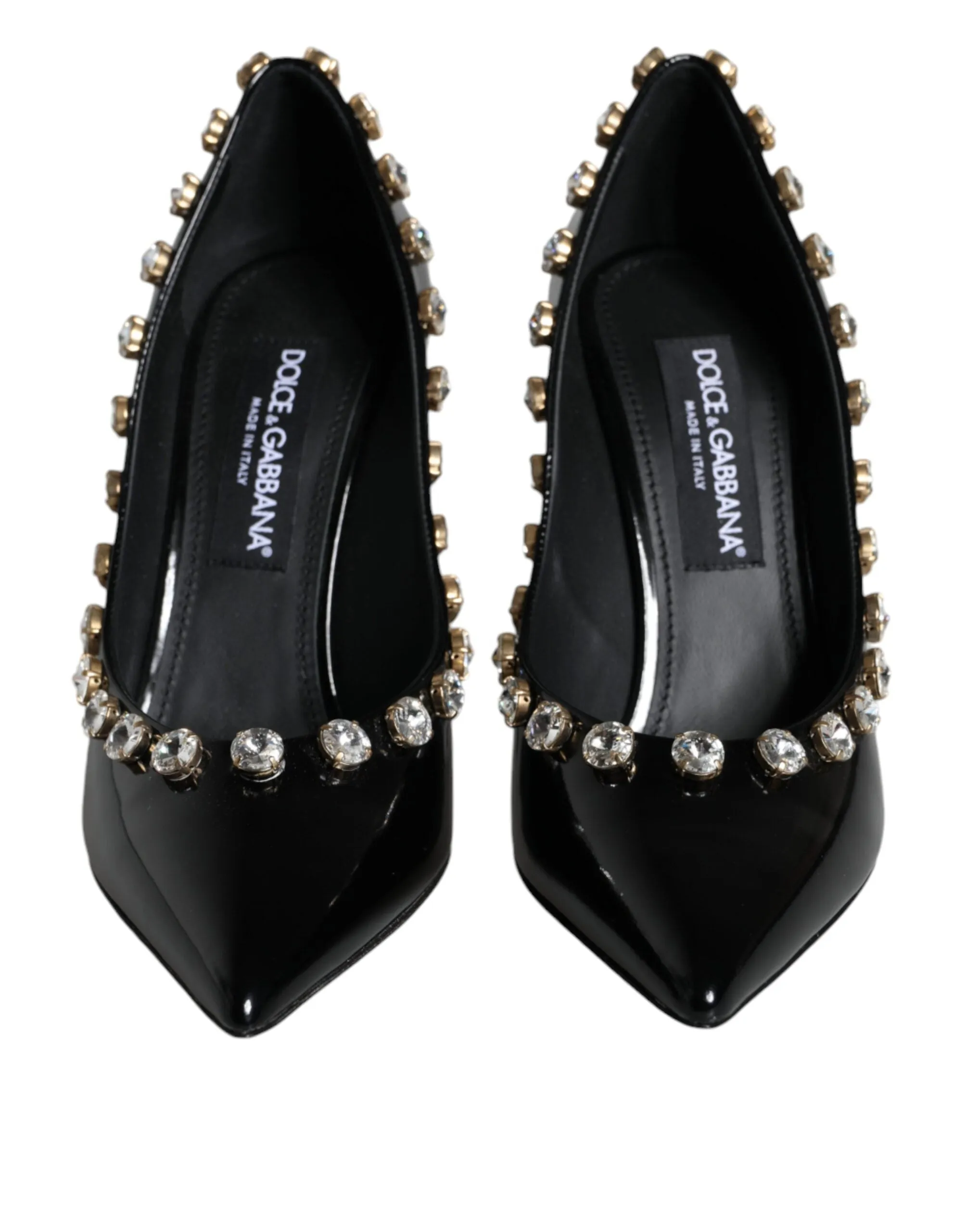 Dolce & Gabbana Crystal Pumps In Black Leather