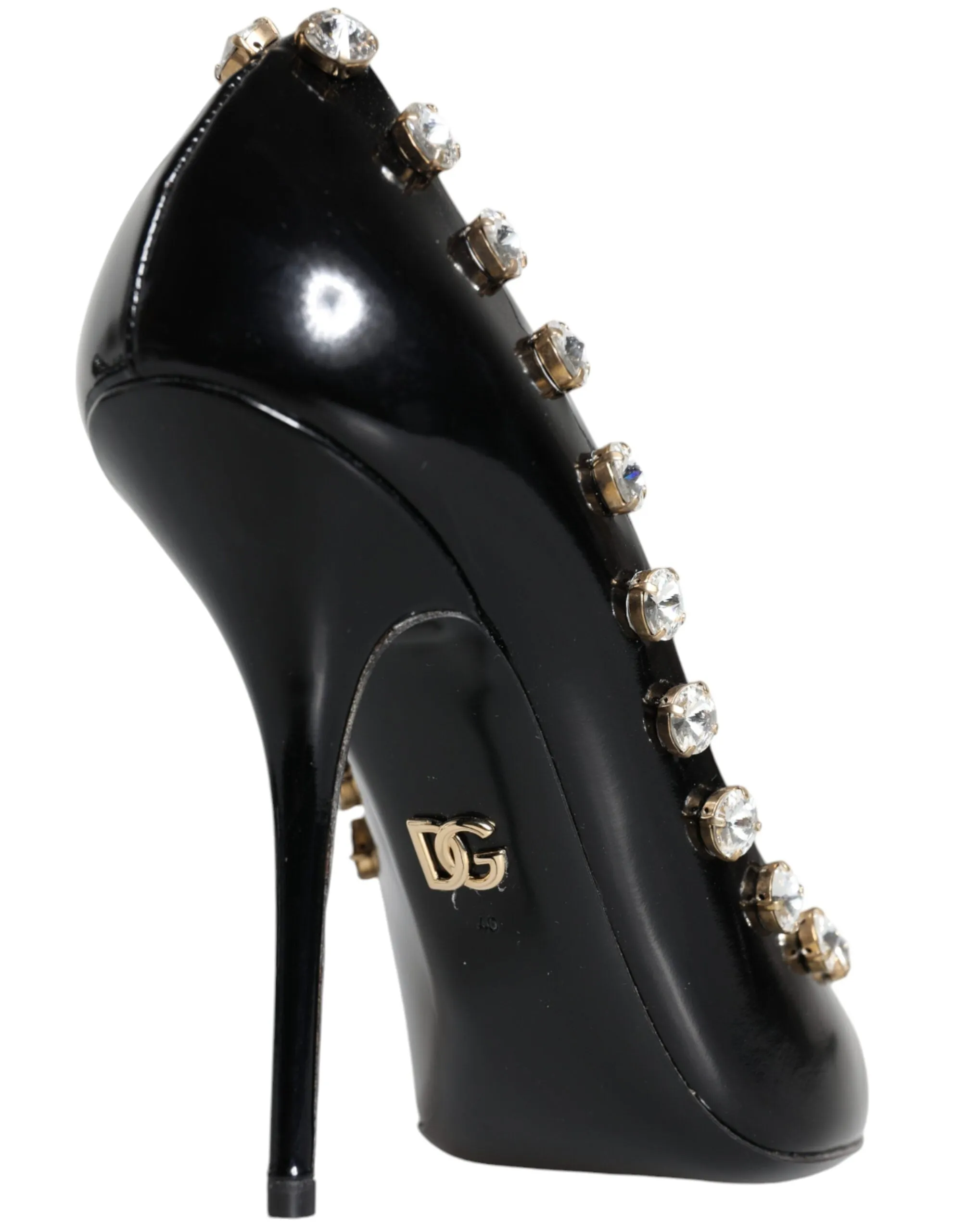 Dolce & Gabbana Crystal Pumps In Black Leather