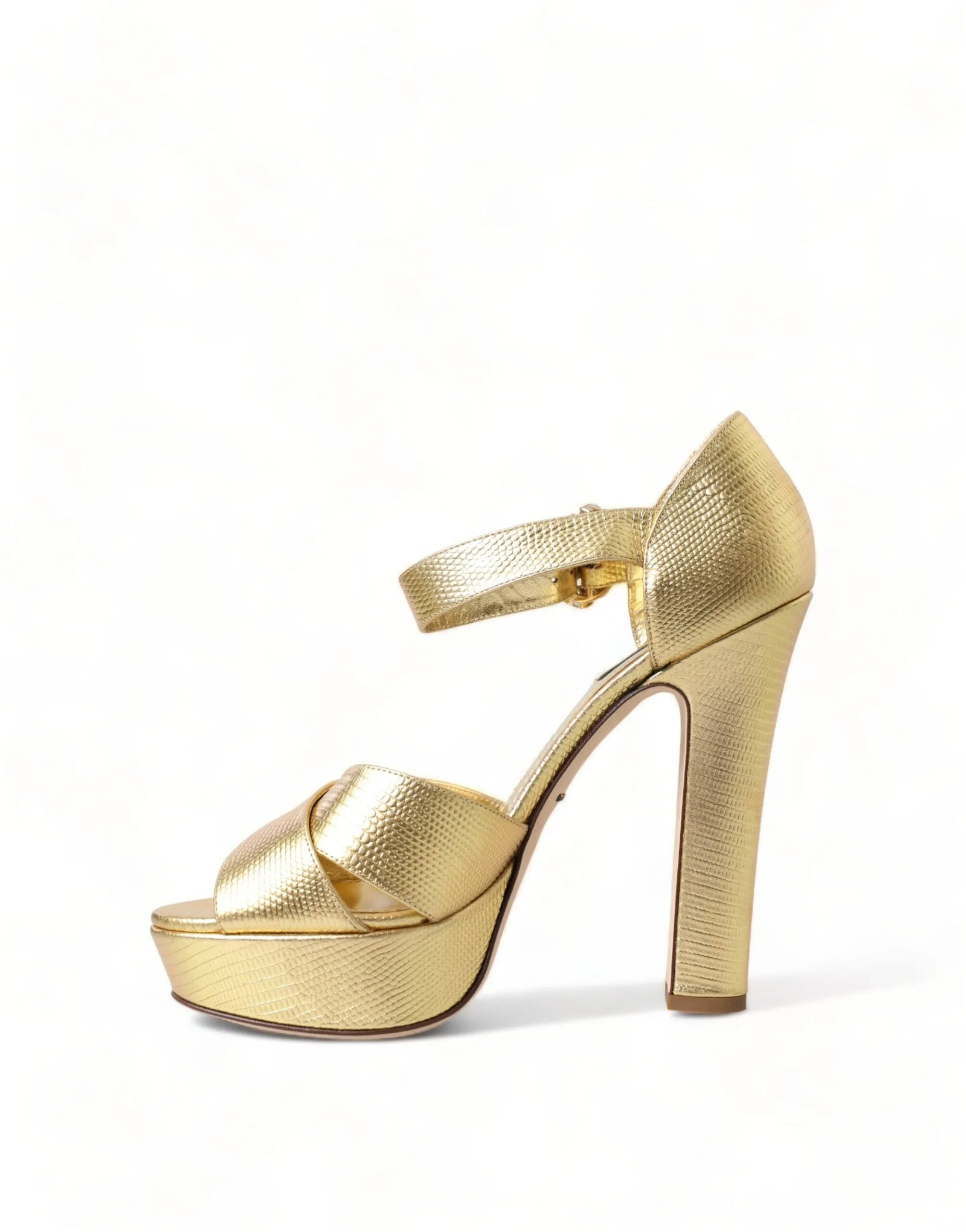 Dolce & Gabbana Gold Crystal-Embellished Leather Sandals