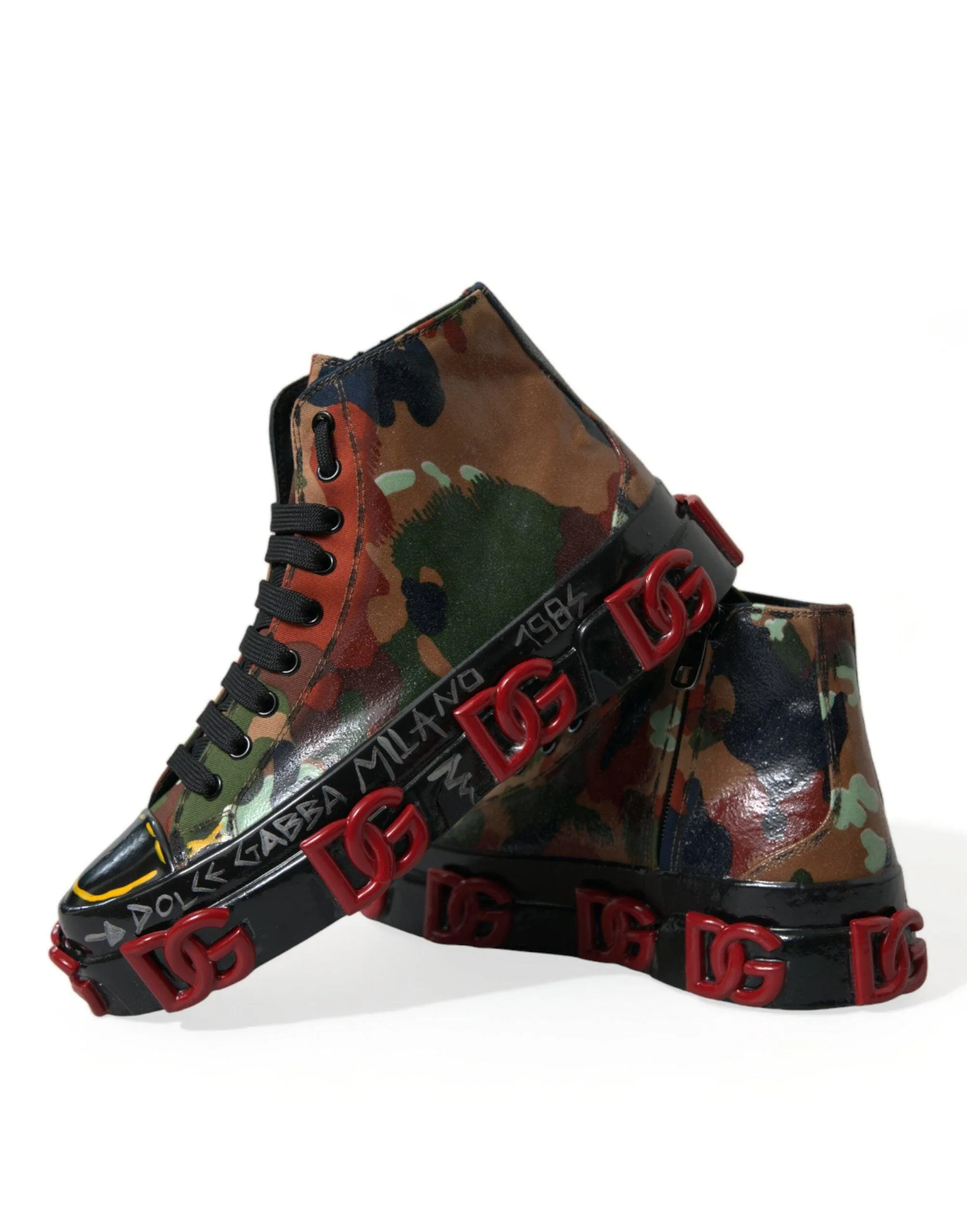 Dolce & Gabbana Multicolor Camouflage High Top Sneakers Shoes