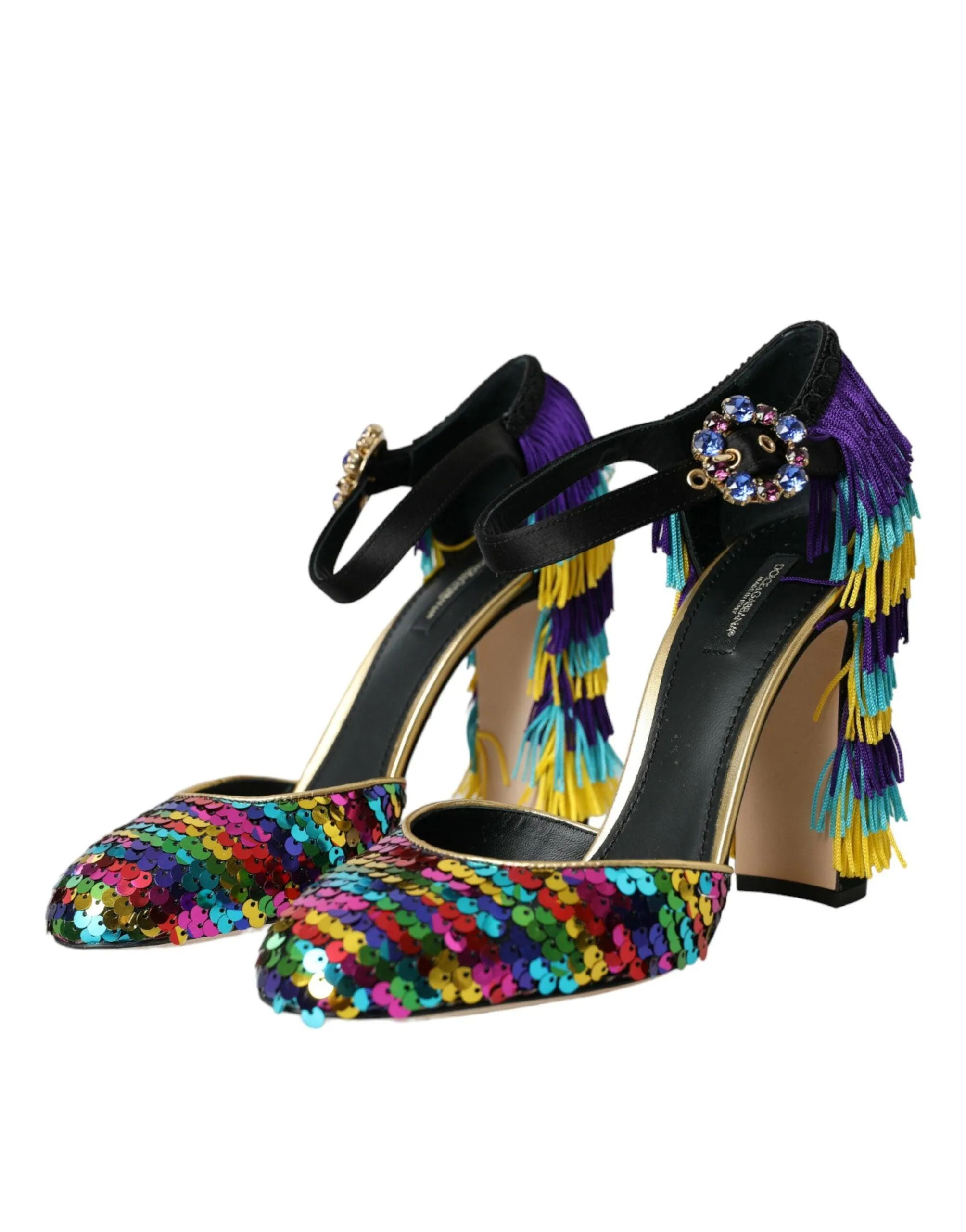 Dolce & Gabbana Multicolor Embellished Leather Pumps