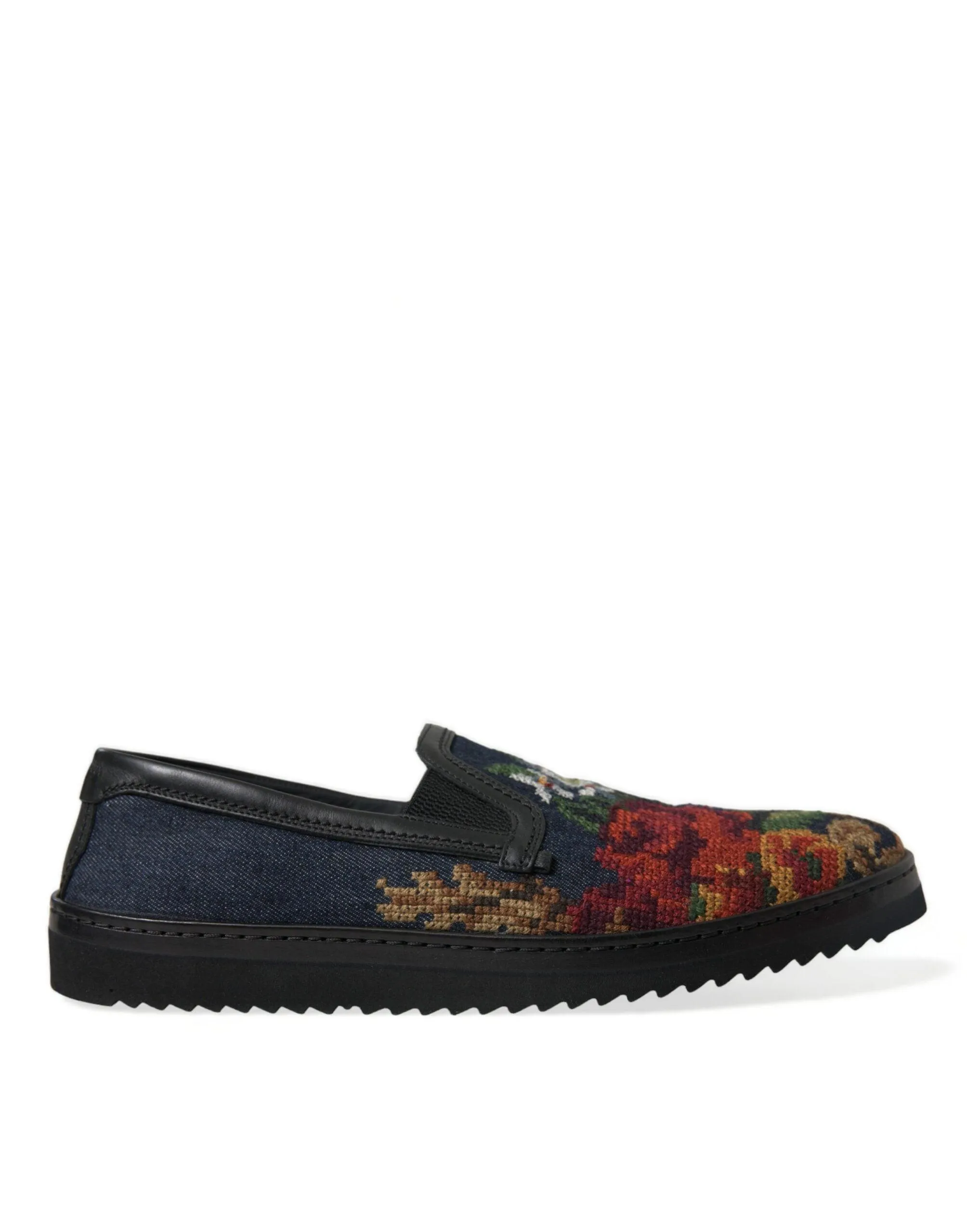 Dolce & Gabbana Multicolor Floral Slippers Men Loafers Shoes