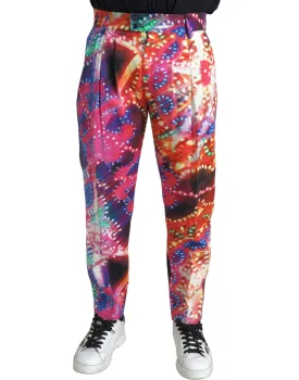 Dolce & Gabbana Multicolor Printed Linen Men Trouser Pants