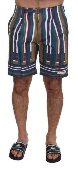 Dolce & Gabbana Multicolor Striped Stretch Cotton Shorts