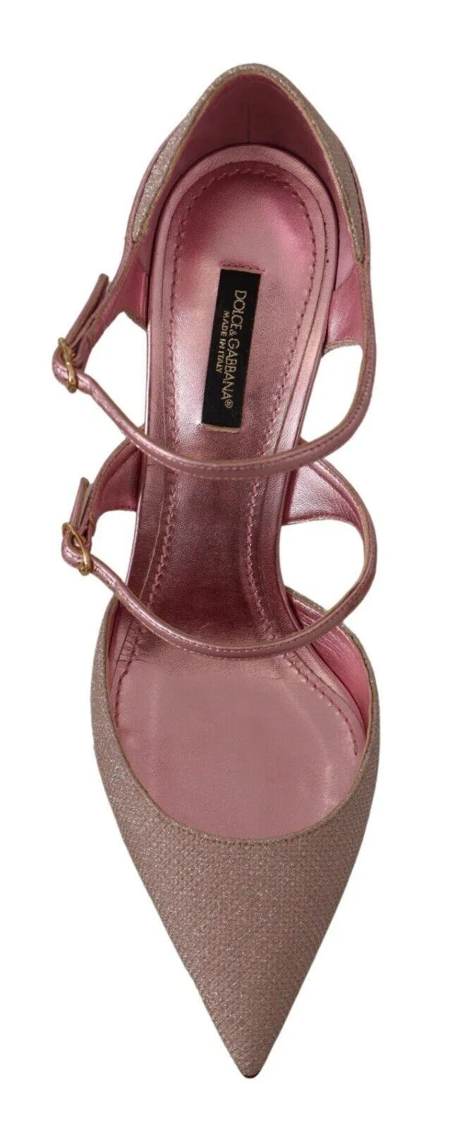 Dolce & Gabbana Pink Glittered Strappy Sandals Mary Jane Shoes