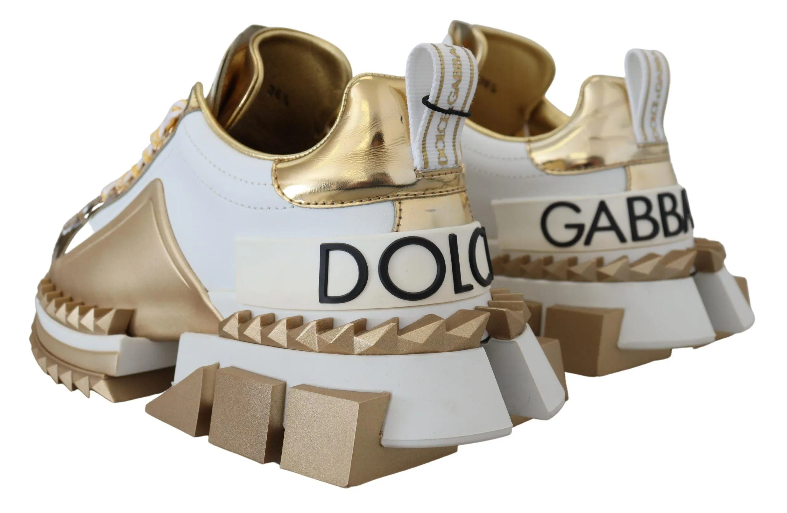 Dolce & Gabbana White and gold Super Queen Leather Shoes