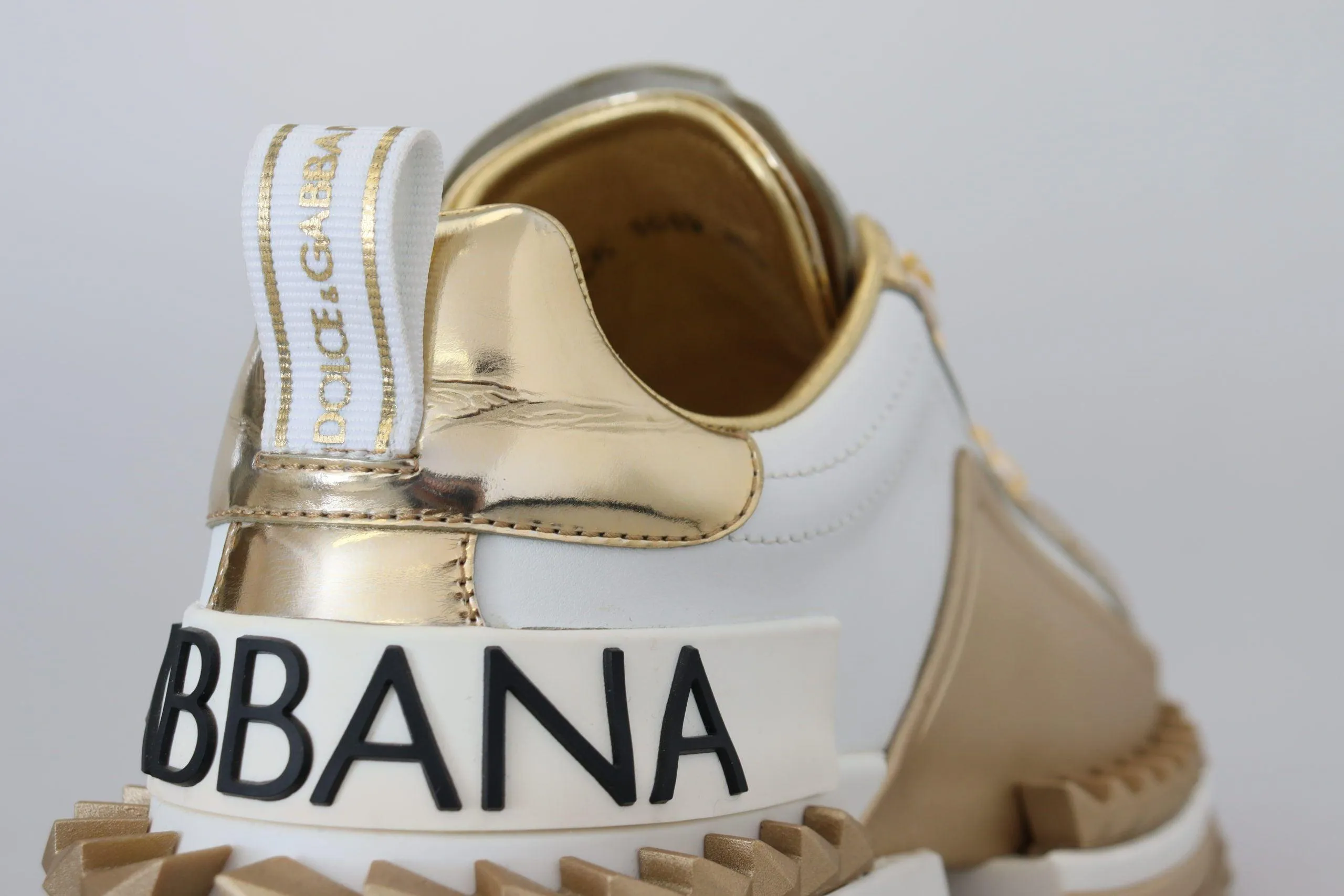 Dolce & Gabbana White and gold Super Queen Leather Shoes