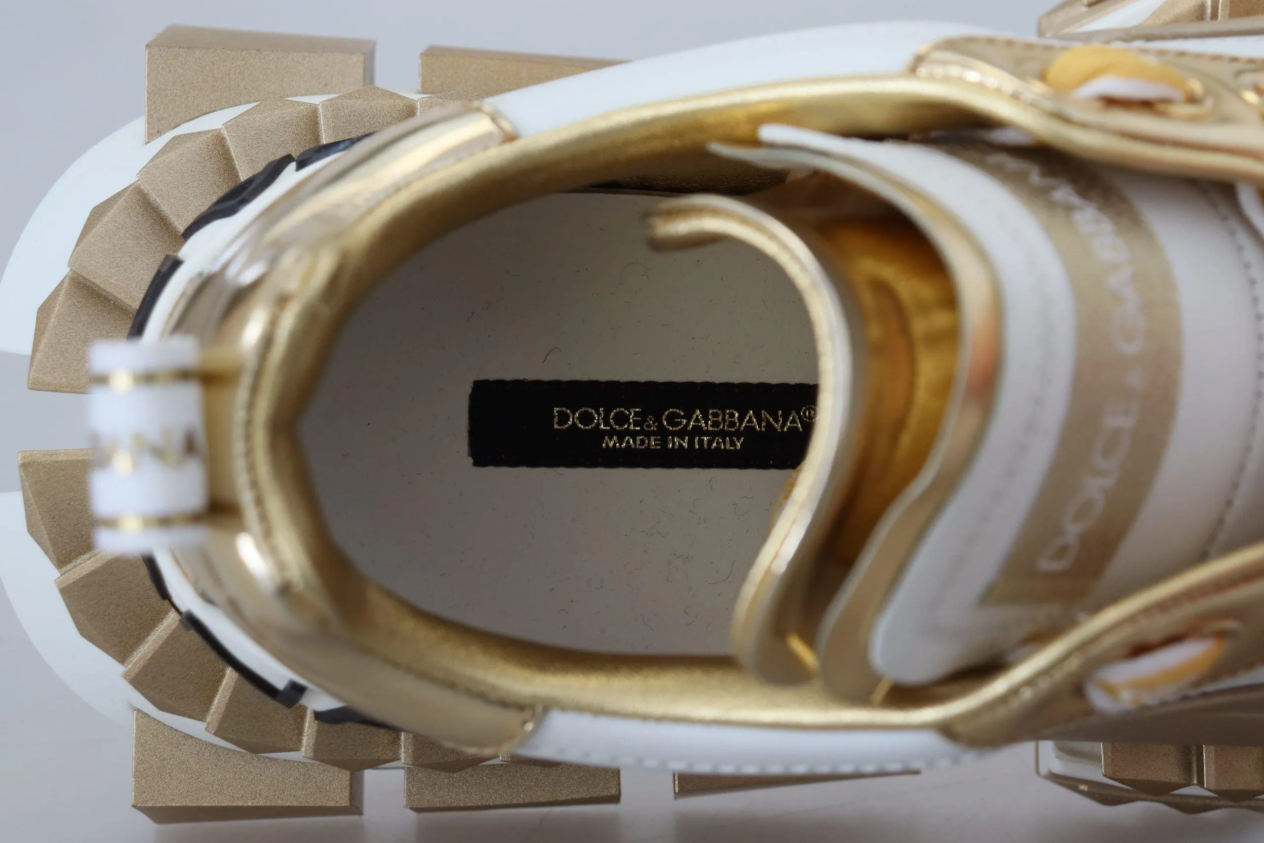 Dolce & Gabbana White and gold Super Queen Leather Shoes