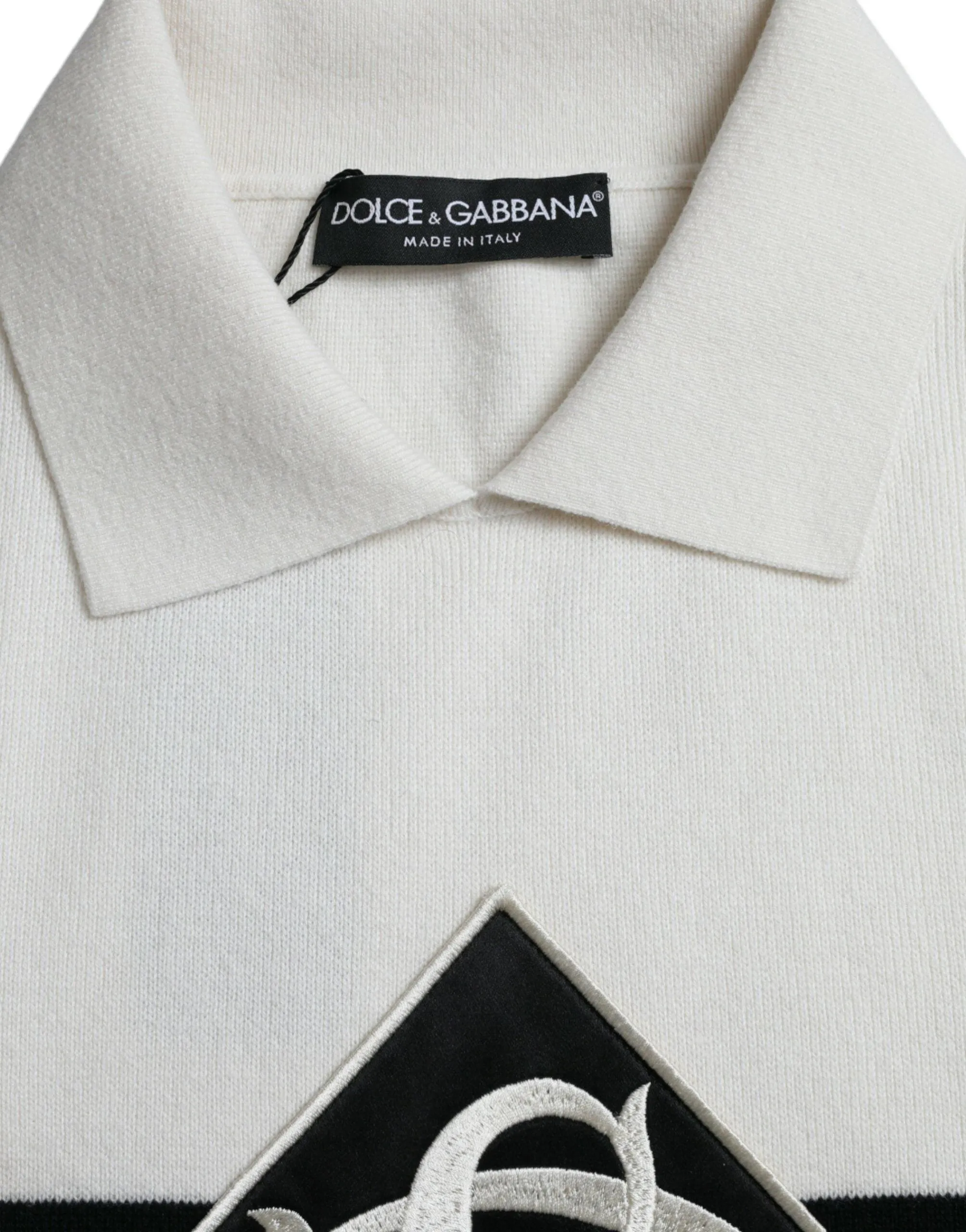 Dolce & Gabbana White DG Logo Henley T-shirt