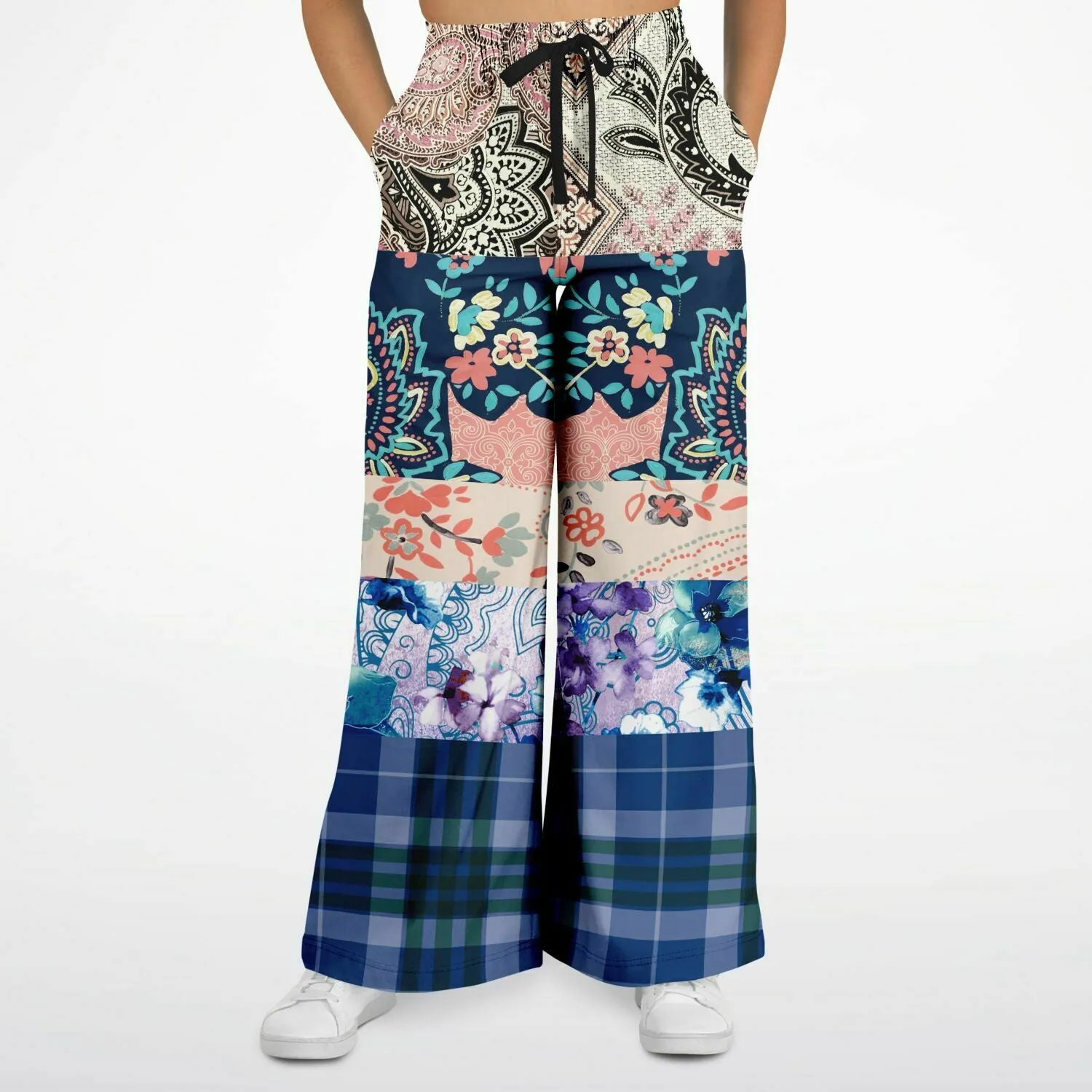 Dolores Park Paisley Plaid Eco-Poly Wide Leg Pants