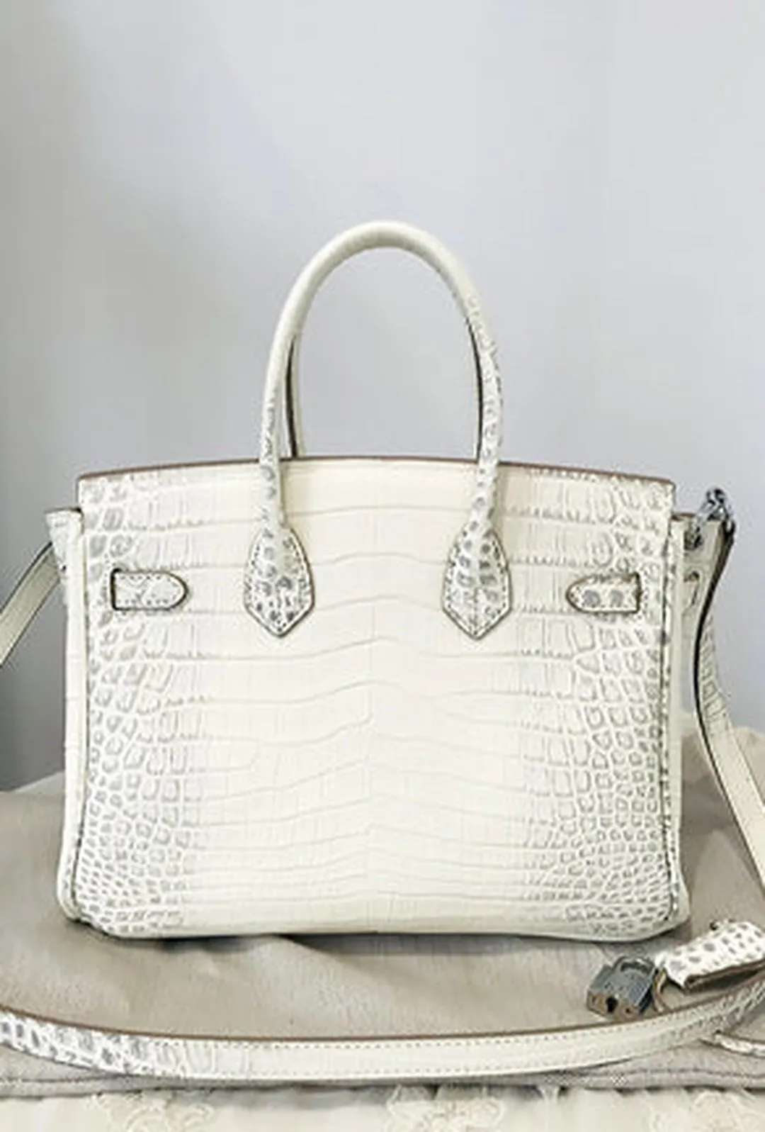 DONCIA - ALBINO CROC KELLY BAG