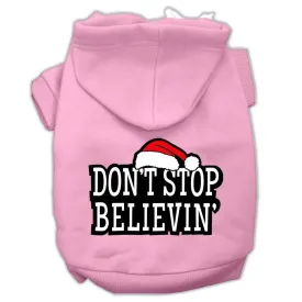 Don't Stop Believin' Screenprint Pet Hoodies Light Pink Size Xs (8)