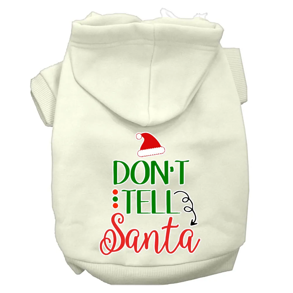 Don't Tell Santa Screen Print Dog Hoodie Cream Xl