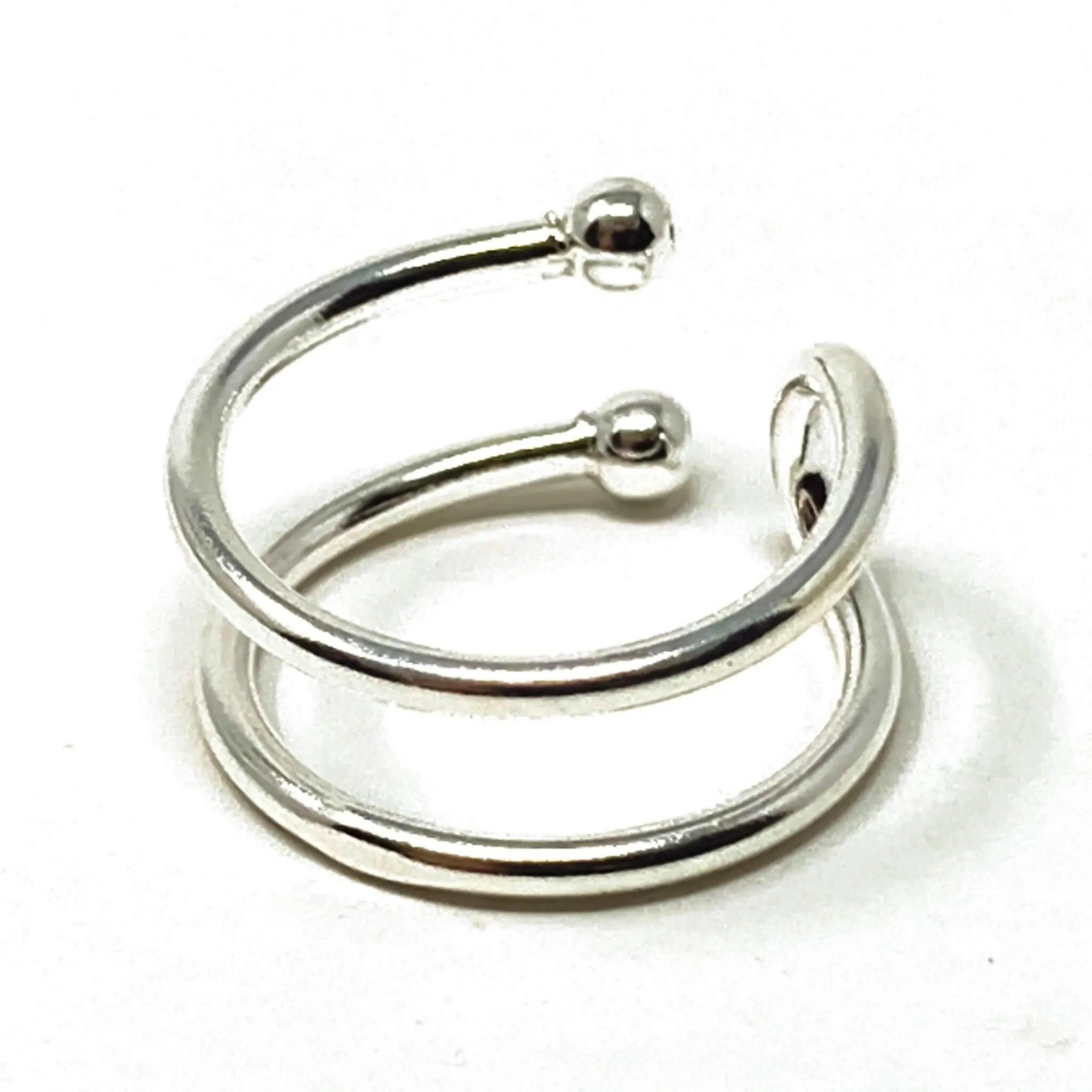 Double Ball Sterling Silver Ear Cuff