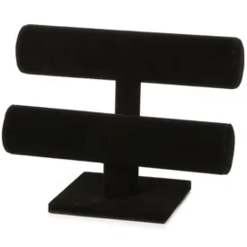 Double Bar Jewelry Stand Velvet Black 7 Inches