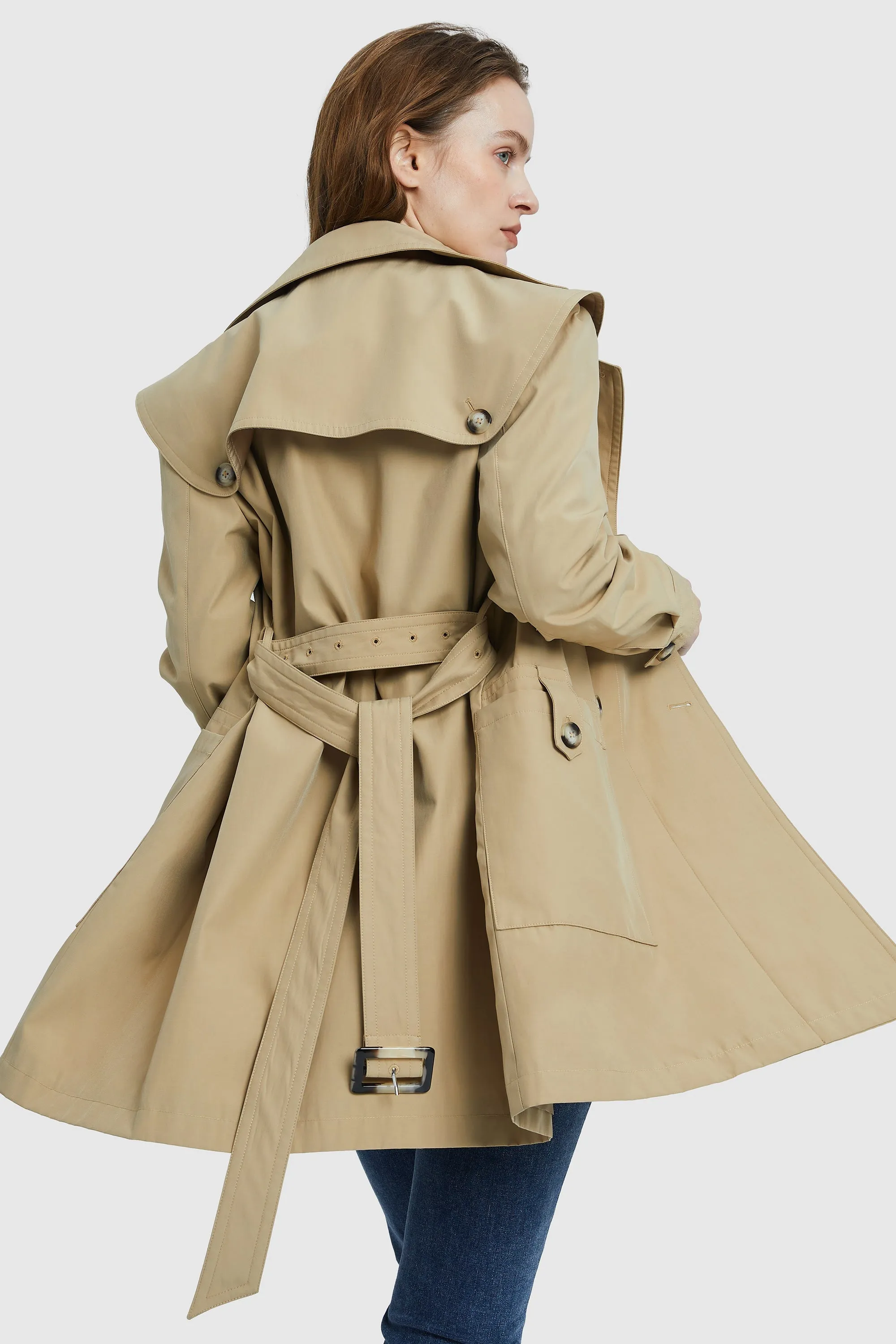 Double-Breasted Belted Lapel Trench