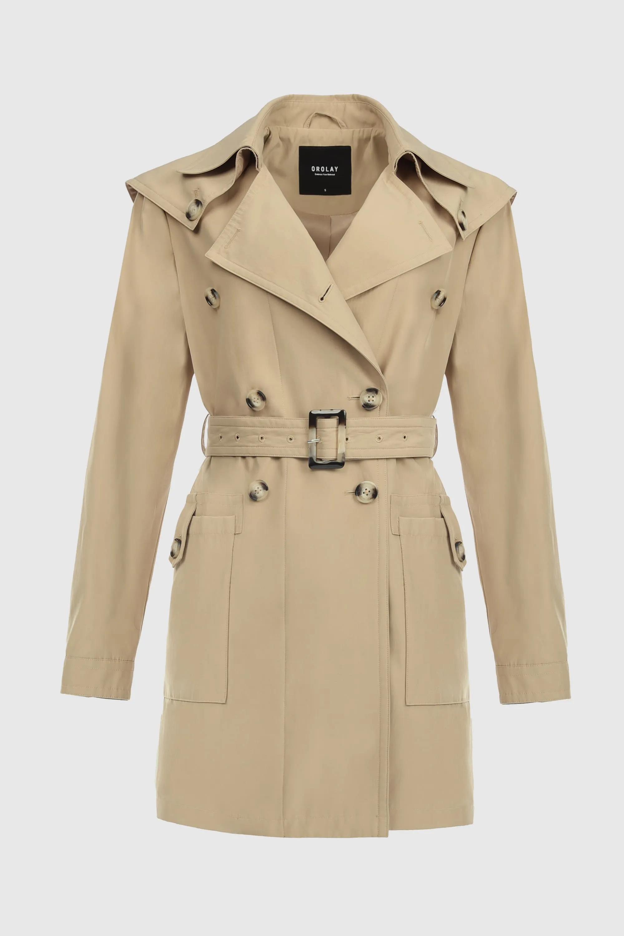 Double-Breasted Belted Lapel Trench