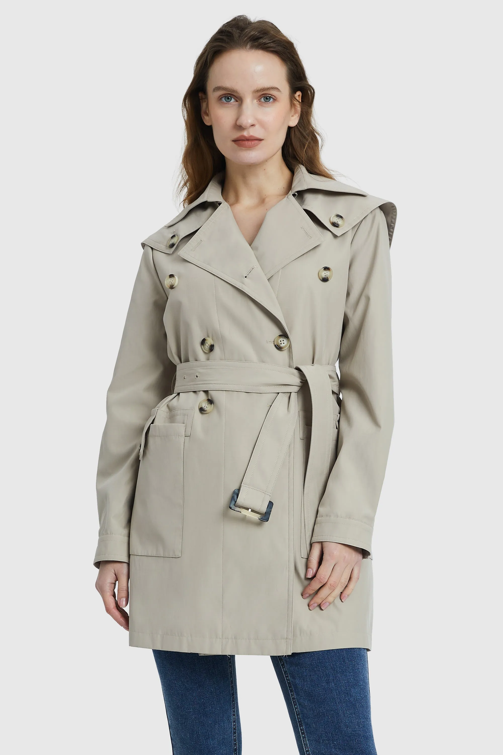 Double-Breasted Belted Lapel Trench