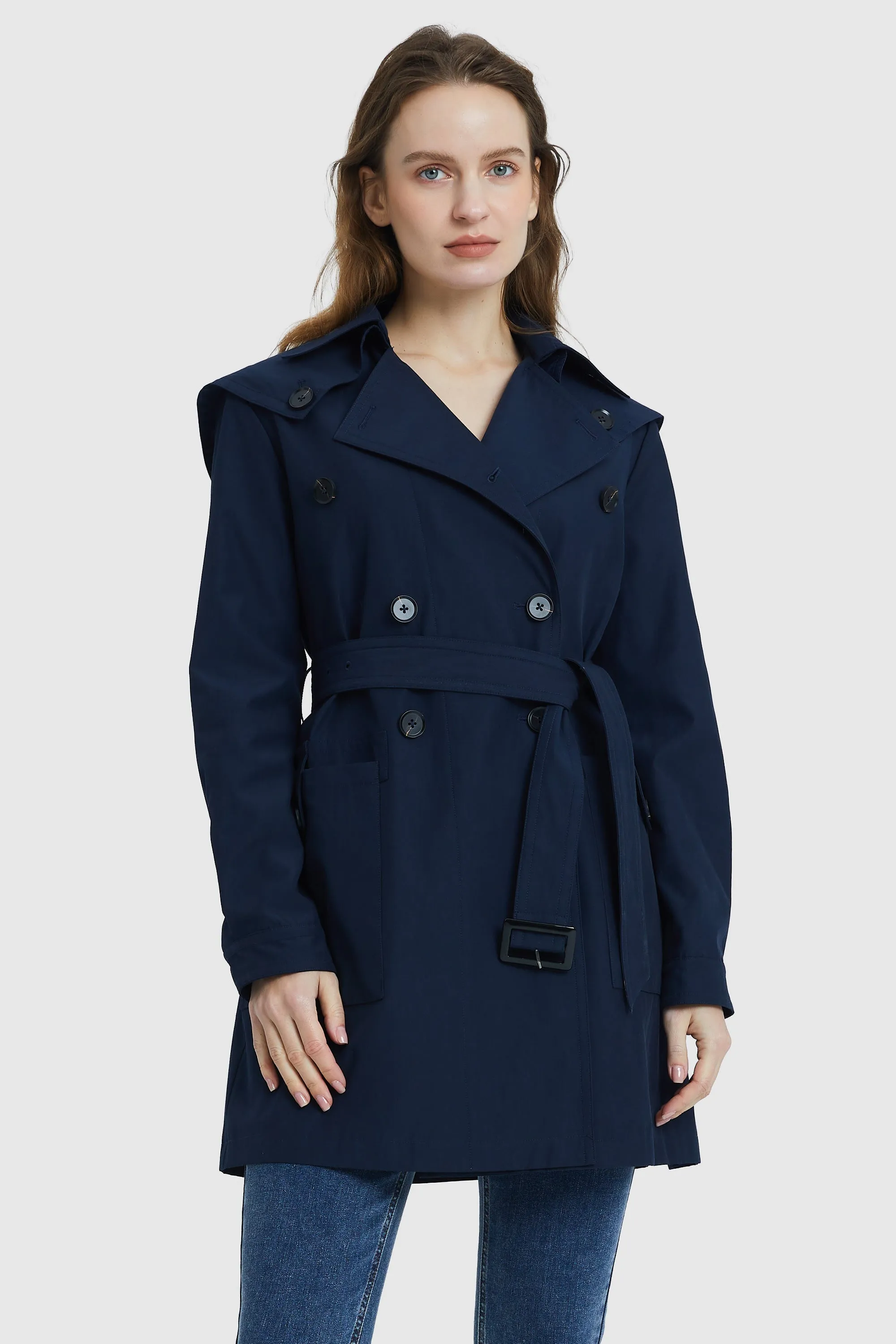 Double-Breasted Belted Lapel Trench