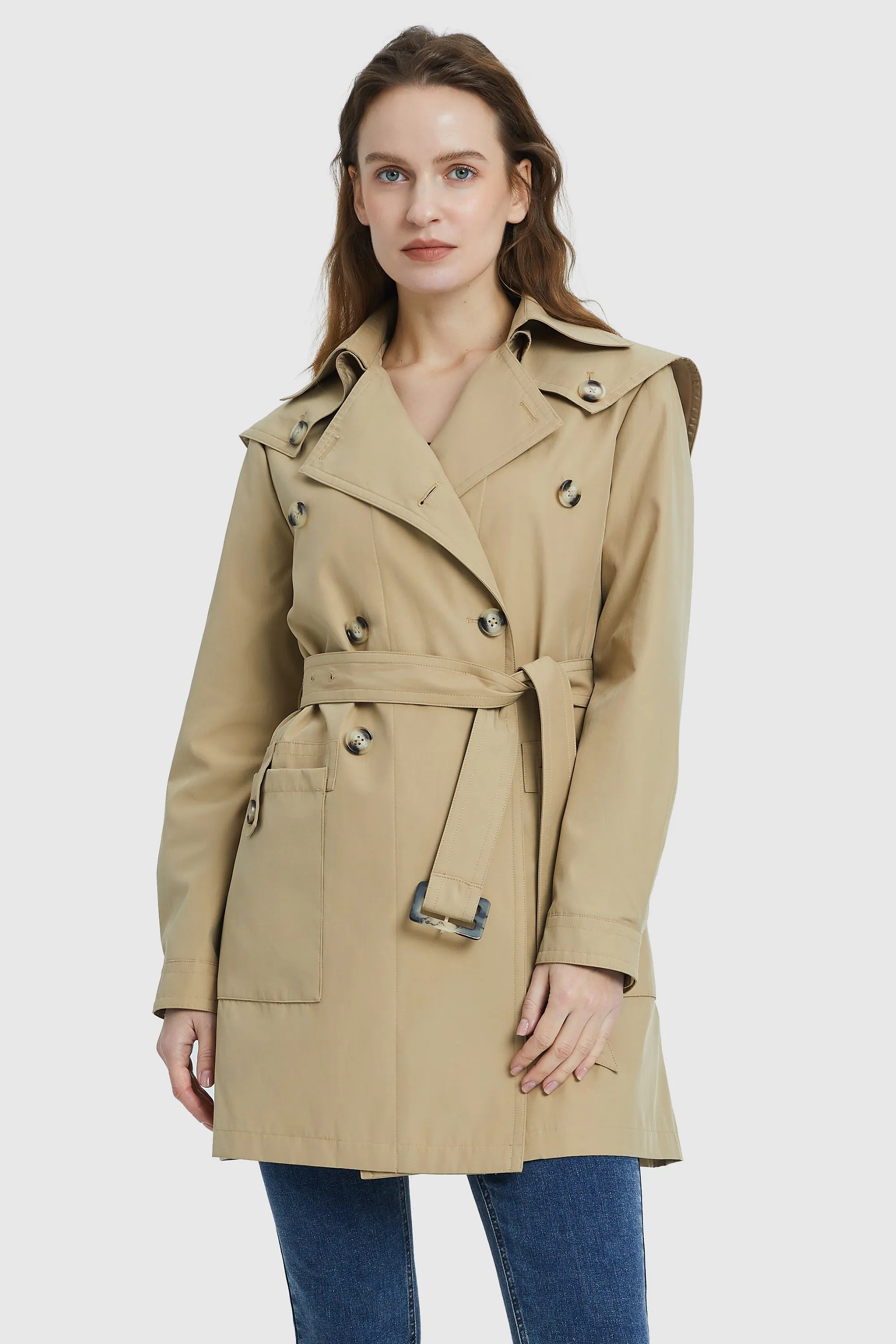 Double-Breasted Belted Lapel Trench