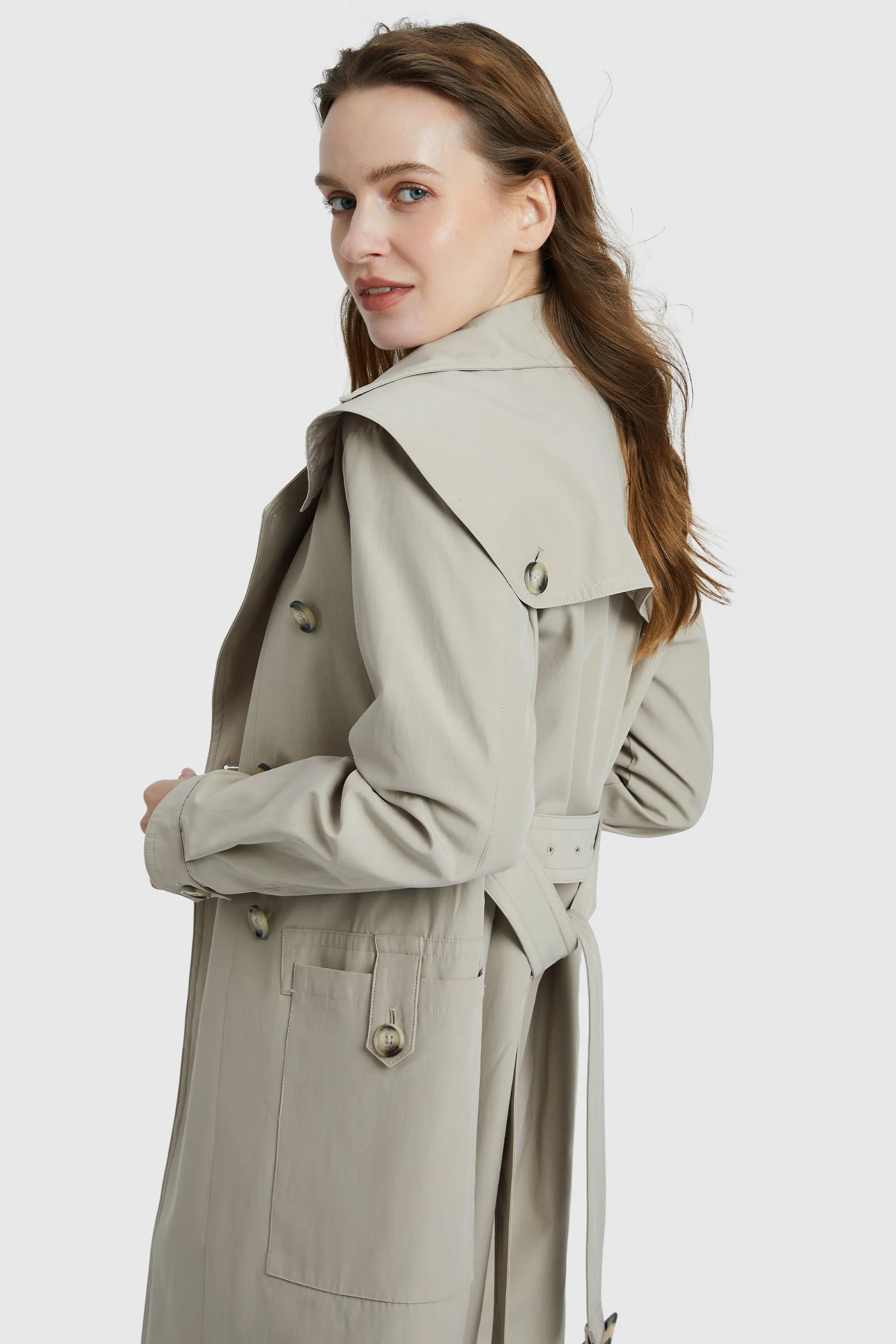 Double-Breasted Belted Lapel Trench