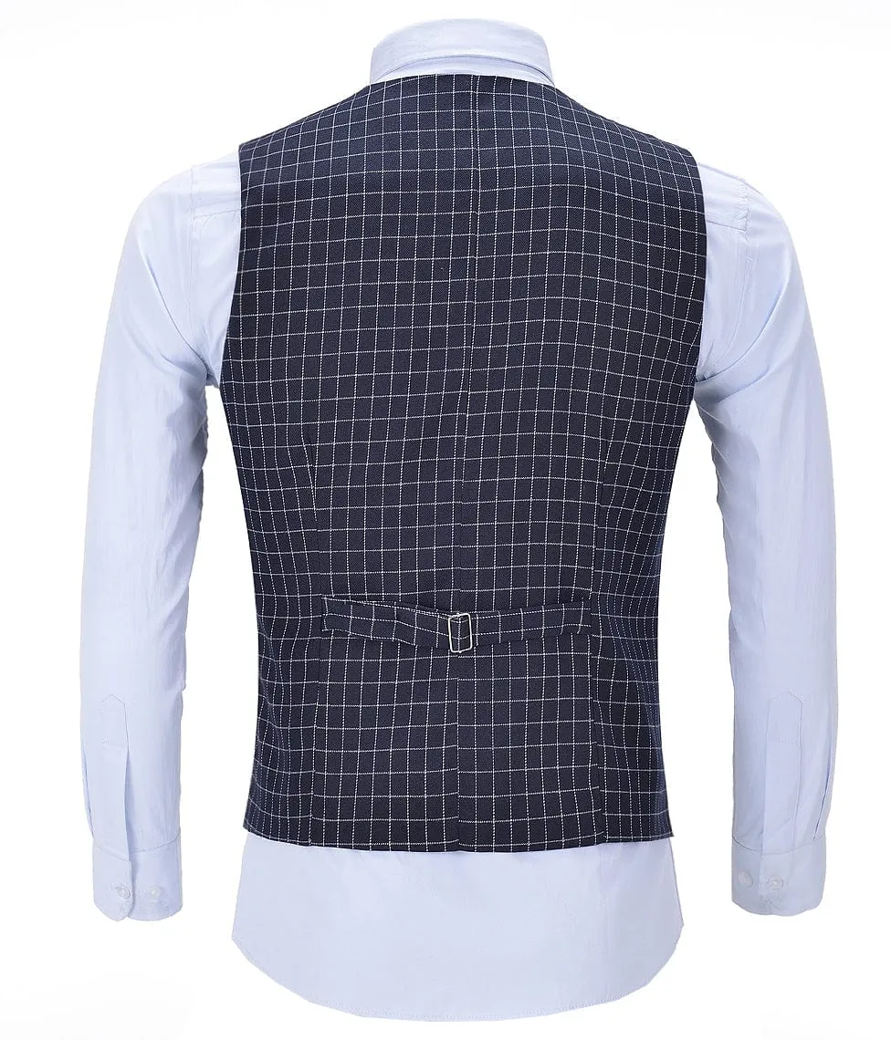 Double Breasted Houndstooth V Neck Waistcoat