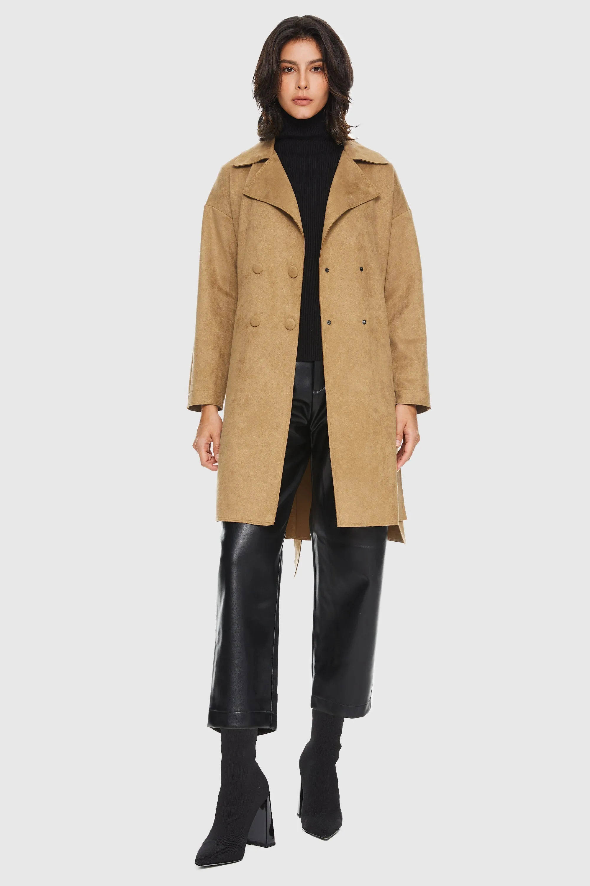 Double-Breasted Suede Trench