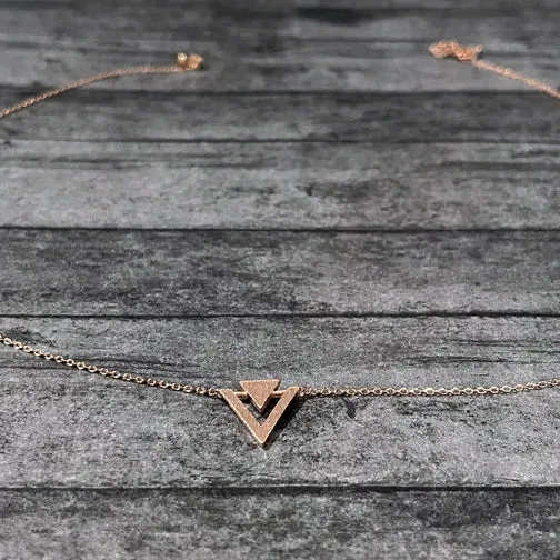 Double Chevron Pendant Dainty Necklace (ROSE GOLD, GOLD OR SILVER)