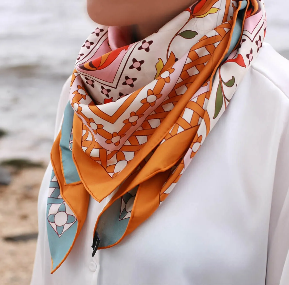 Double Sided Silk Scarf of Tropical Love