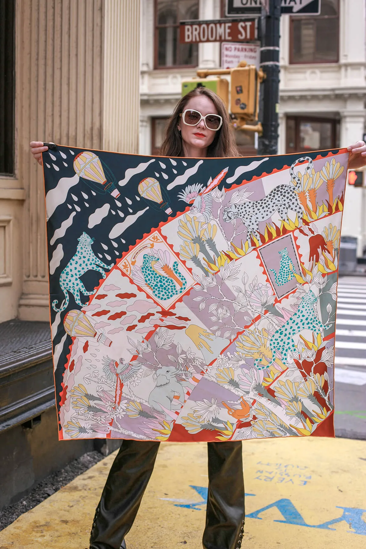 Double Sided Silk Scarf Of World Travel