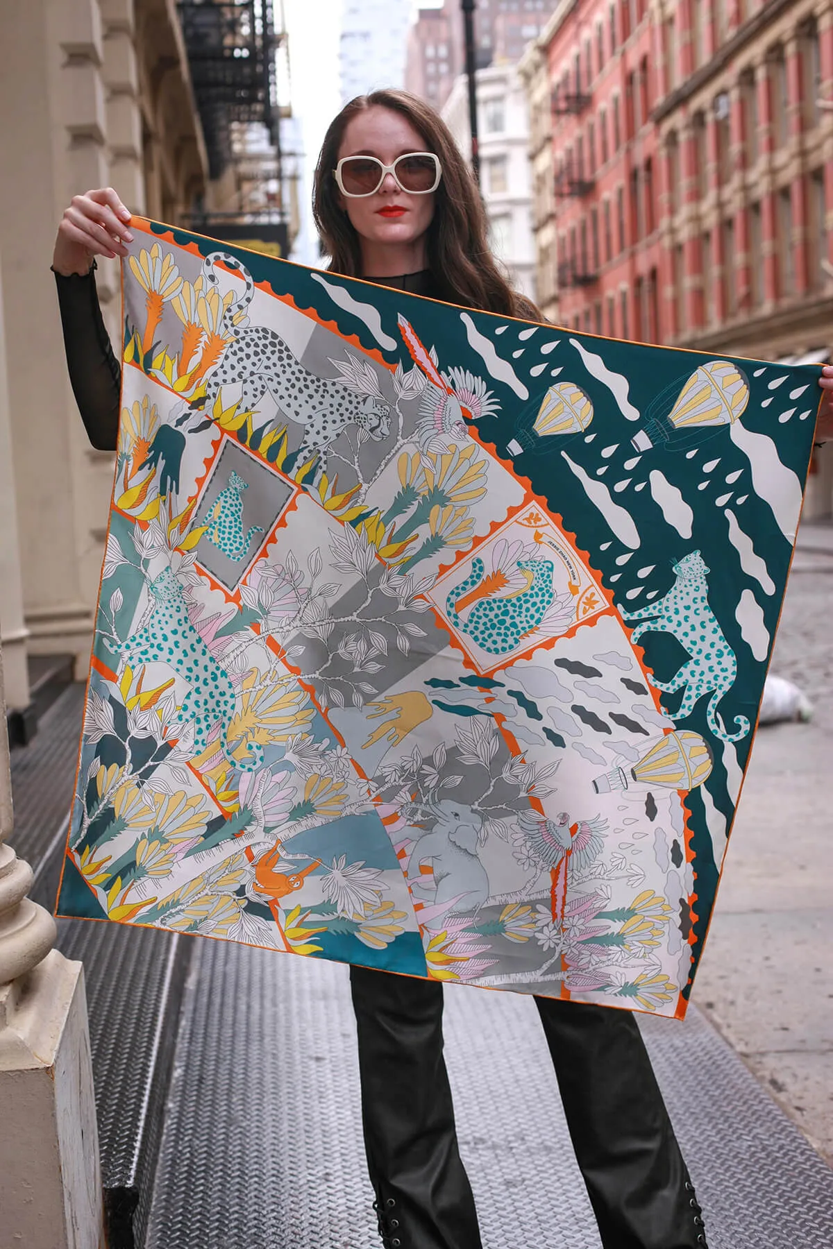 Double Sided Silk Scarf Of World Travel