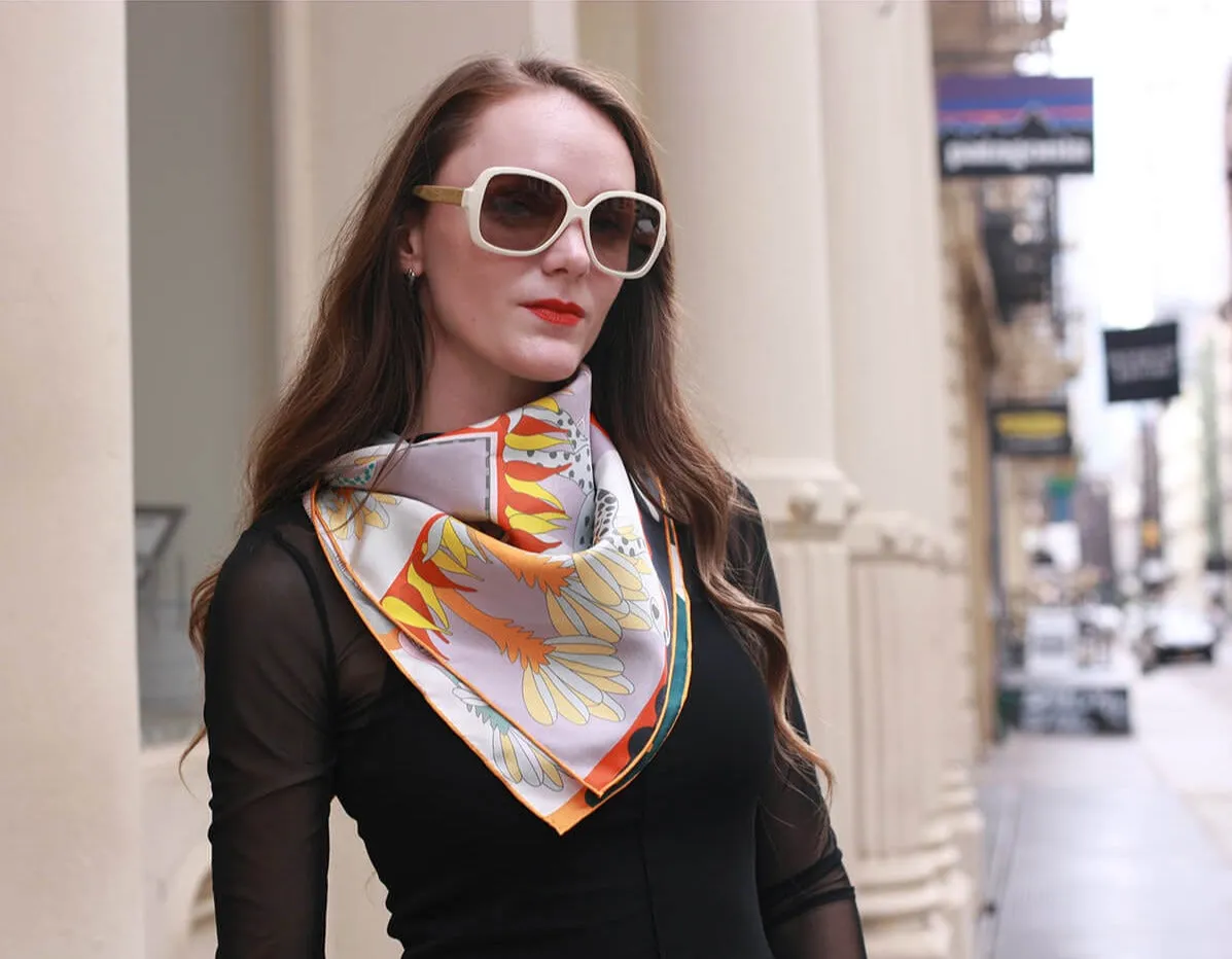 Double Sided Silk Scarf Of World Travel