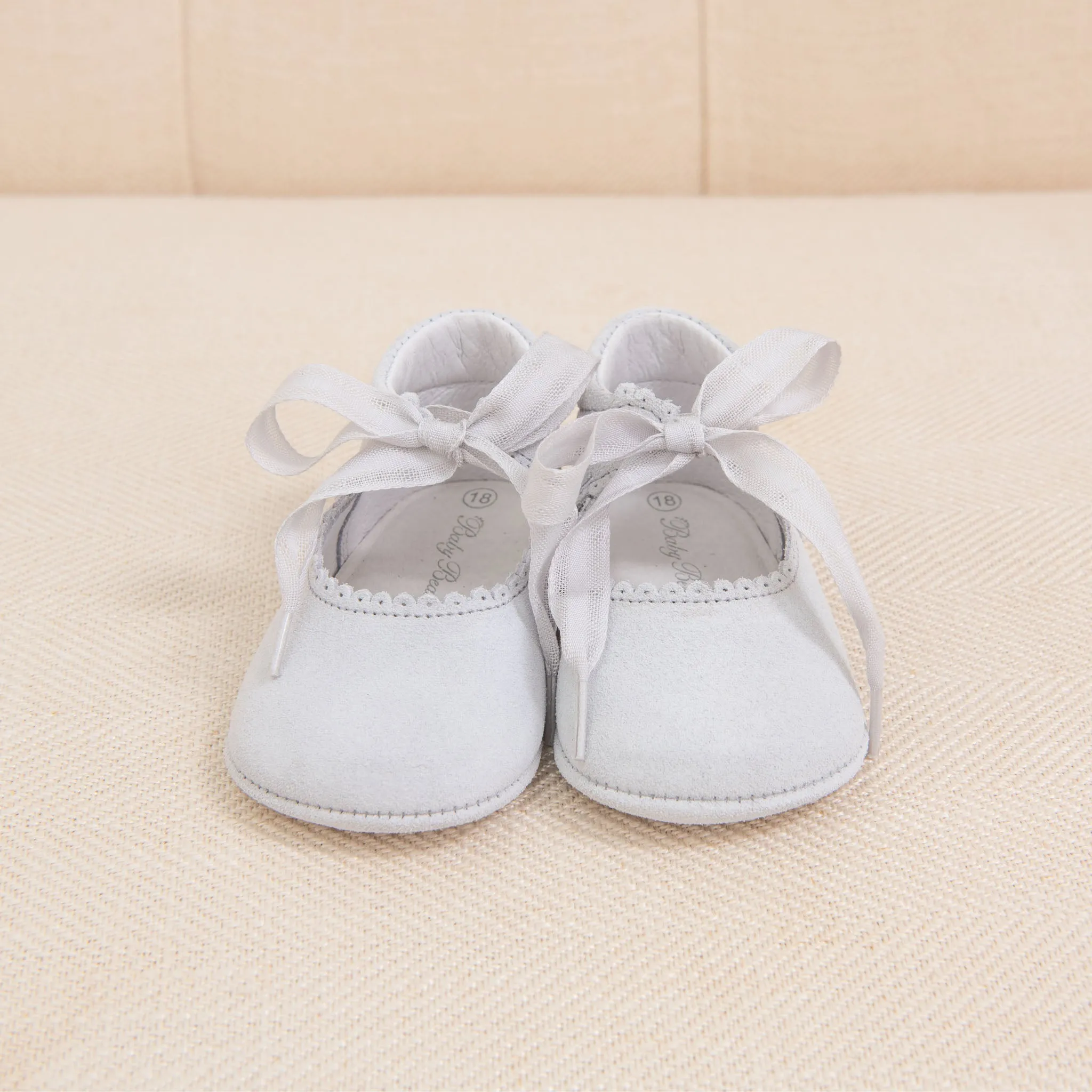 Dove Grey Suede Tie Mary Janes