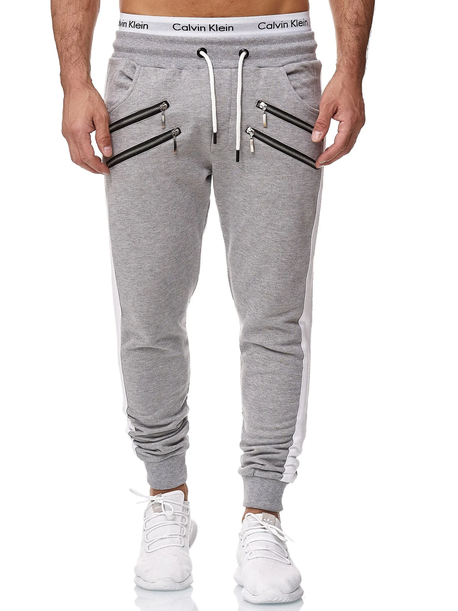 Dozip Stripe Sweatpants Joggers - Gray X7B