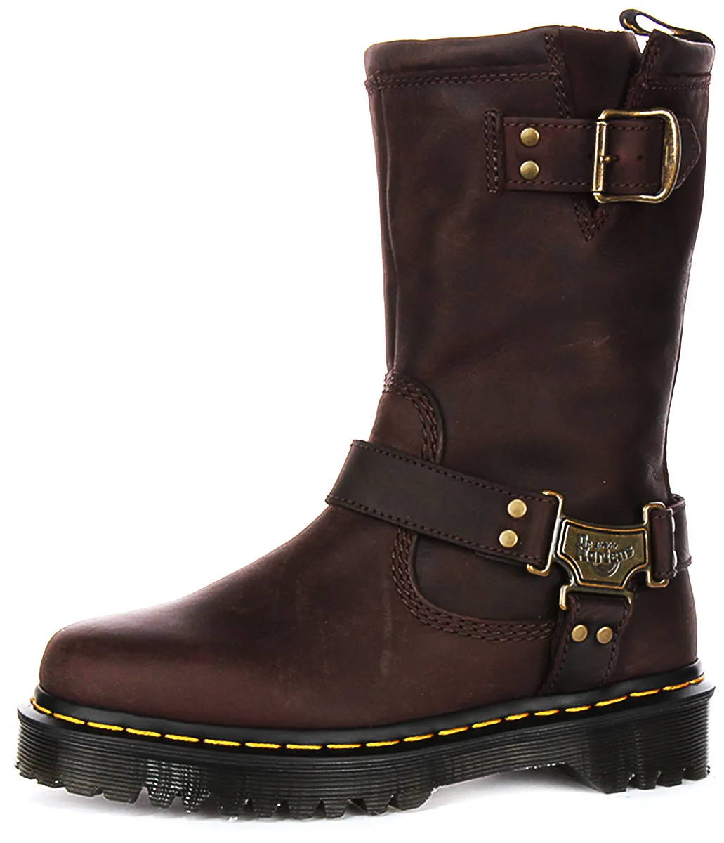 Dr Martens Anistone Hi Biker Boots in Brown