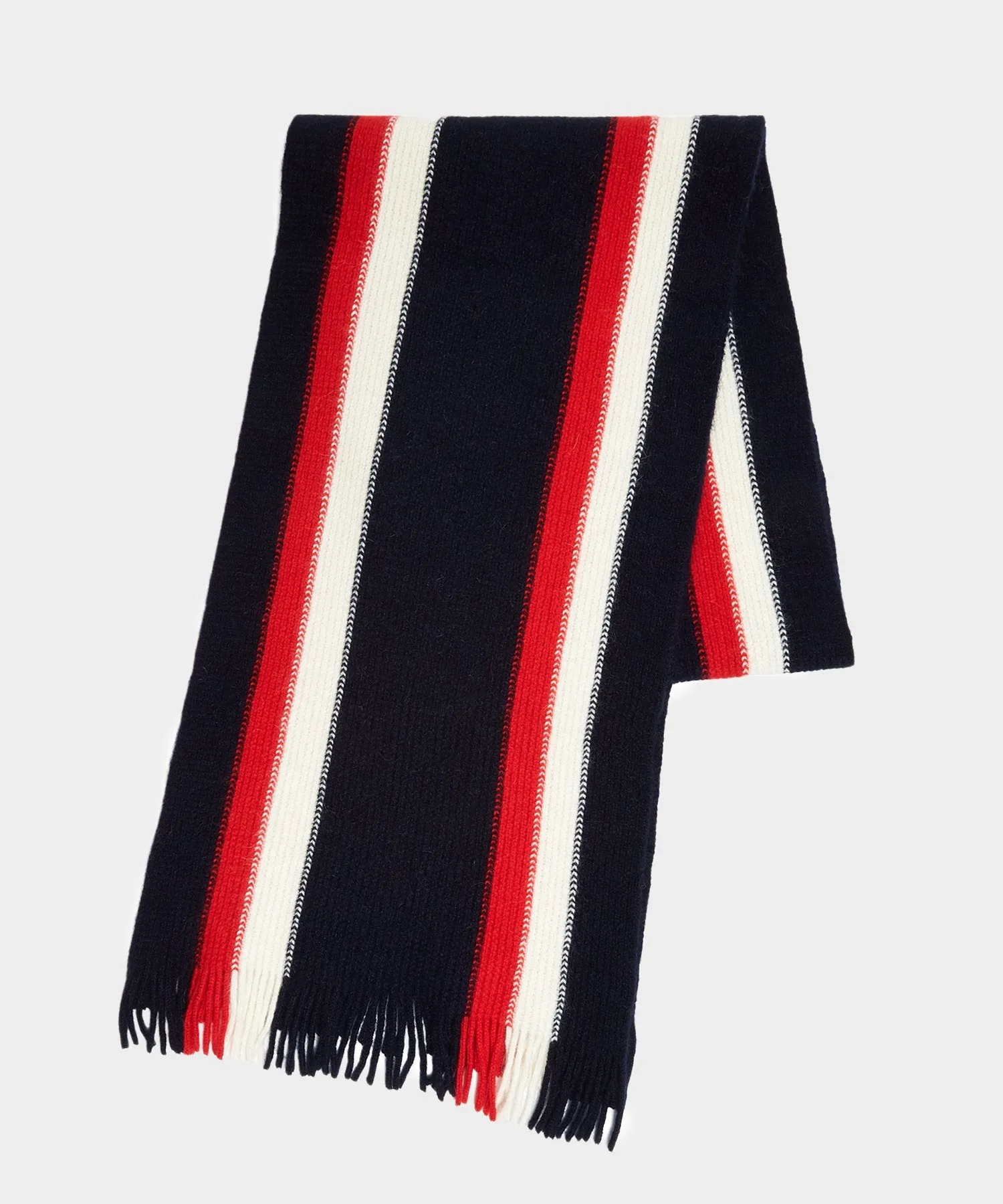 Drake's Collegiate Striped Scarf in Navy