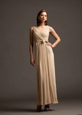 Draped Gown with Beaded Bow