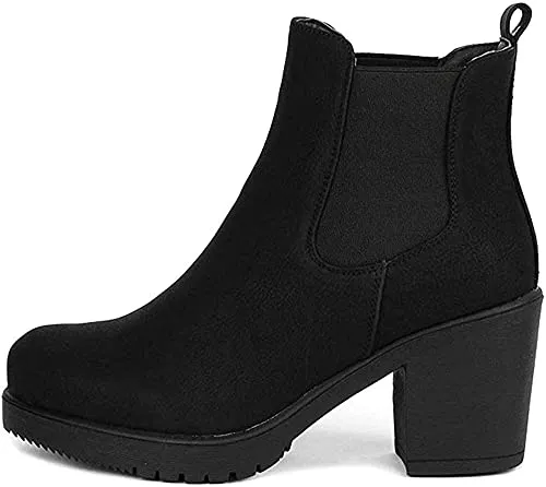 DREAM PAIRS Women's FRE Black High Heel Ankle Bootie