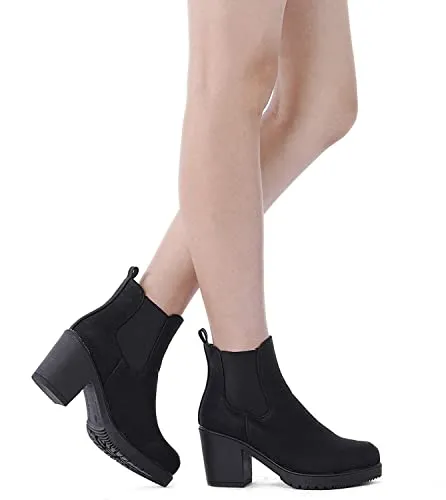 DREAM PAIRS Women's FRE Black High Heel Ankle Bootie