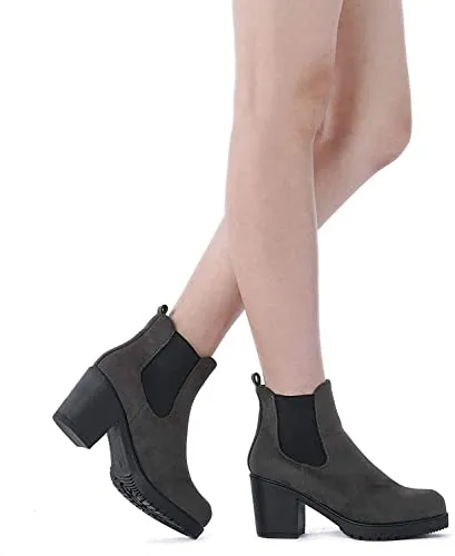 DREAM PAIRS Women's FRE Black High Heel Ankle Bootie