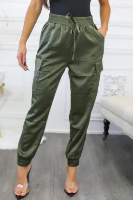 Dress Me Up Satin Cargo Jogger Pants