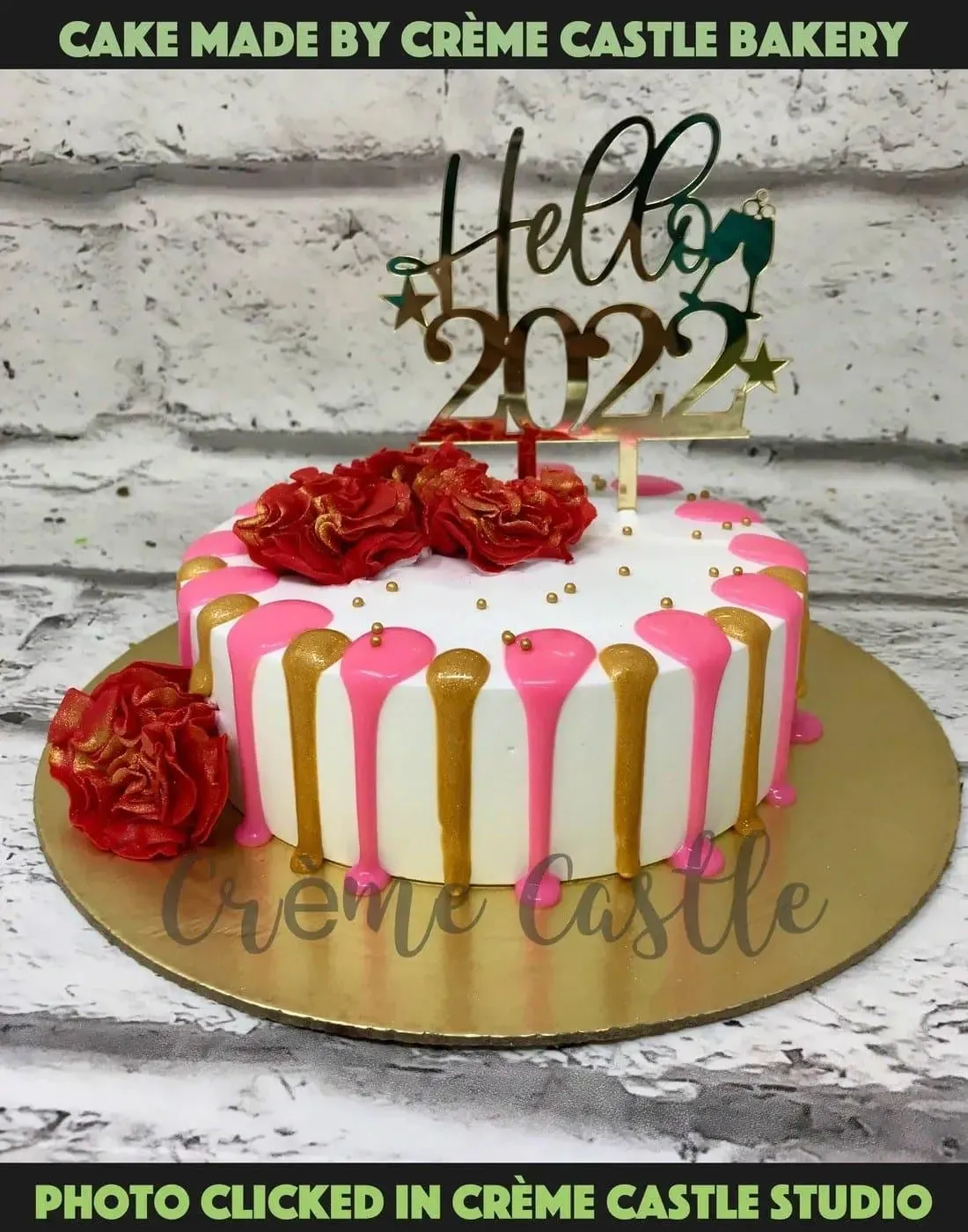 Drip Floral New Years Cake