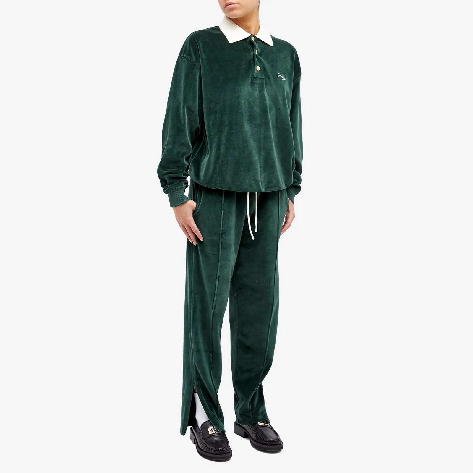 Drôle De Monsieur Pants Presented By End. Embroidered Velvet Fleece, green