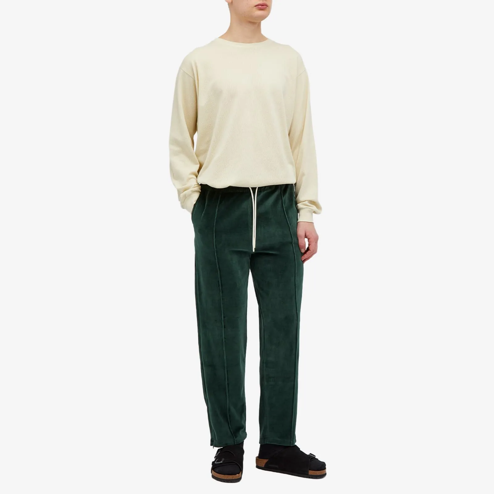 Drôle De Monsieur Pants Presented By End. Embroidered Velvet Fleece, green